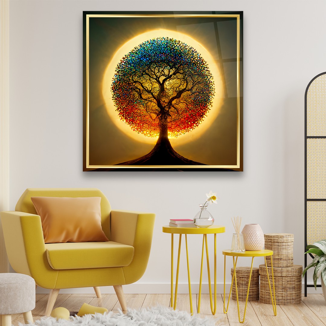 Tree of Life 9 - Square Glass Art