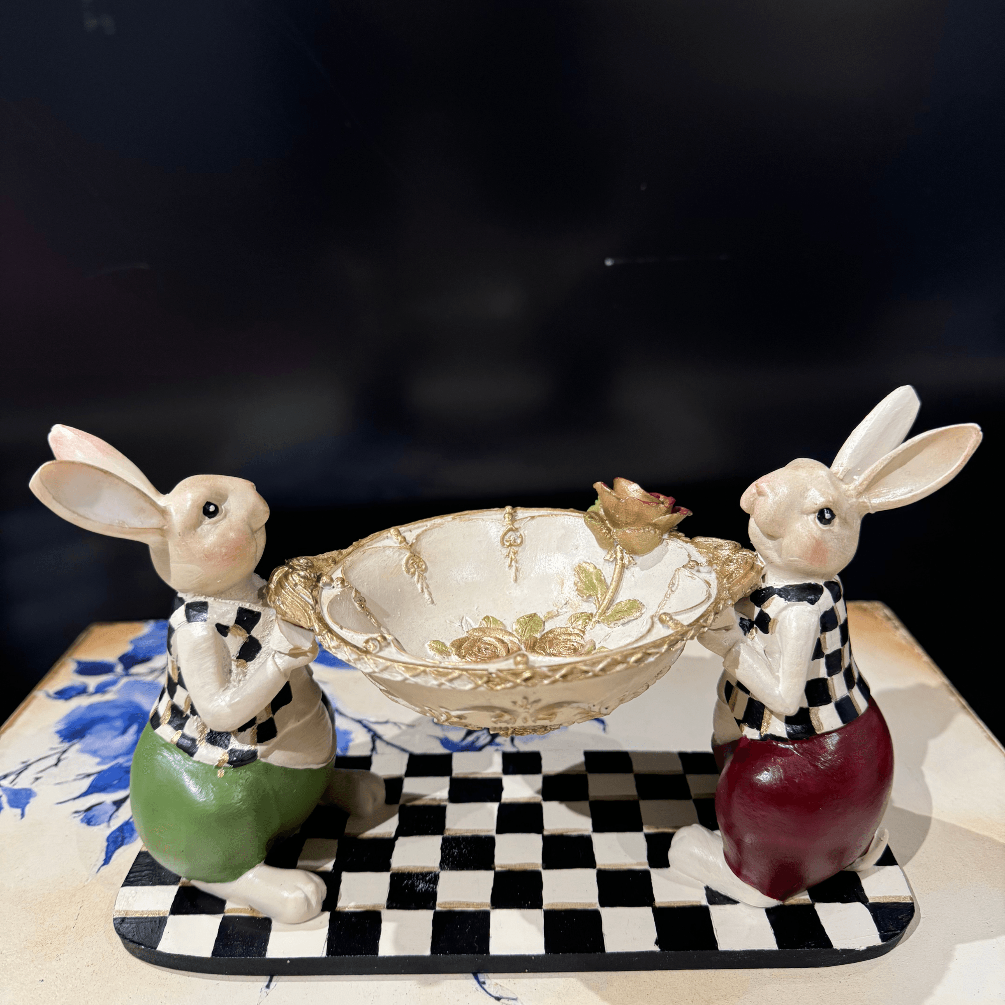 Ferozzi Handmade Bunny Checkered Bowl | Elegant Decorative Home Accent