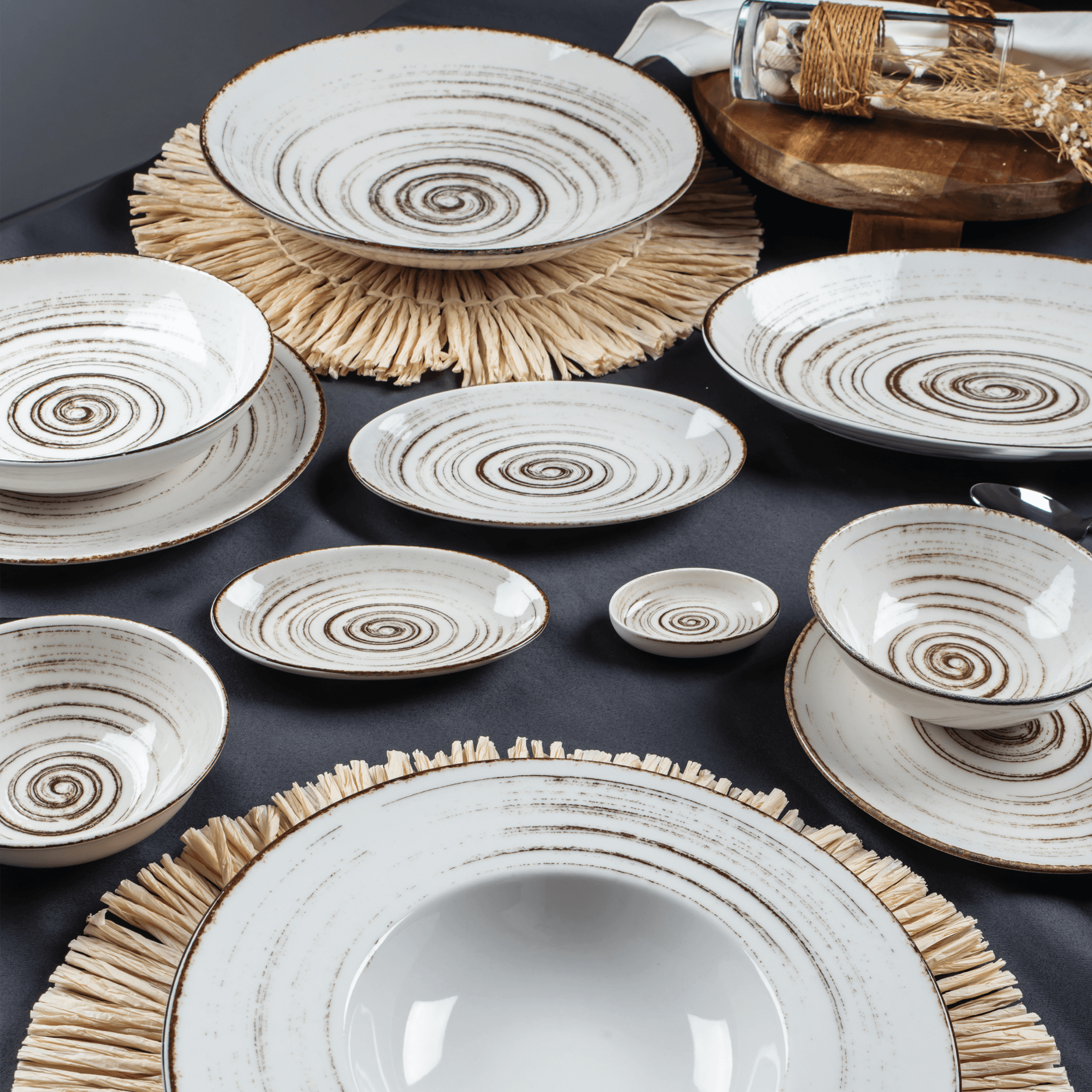 Spiral Elegance Porcelain Dinner Set