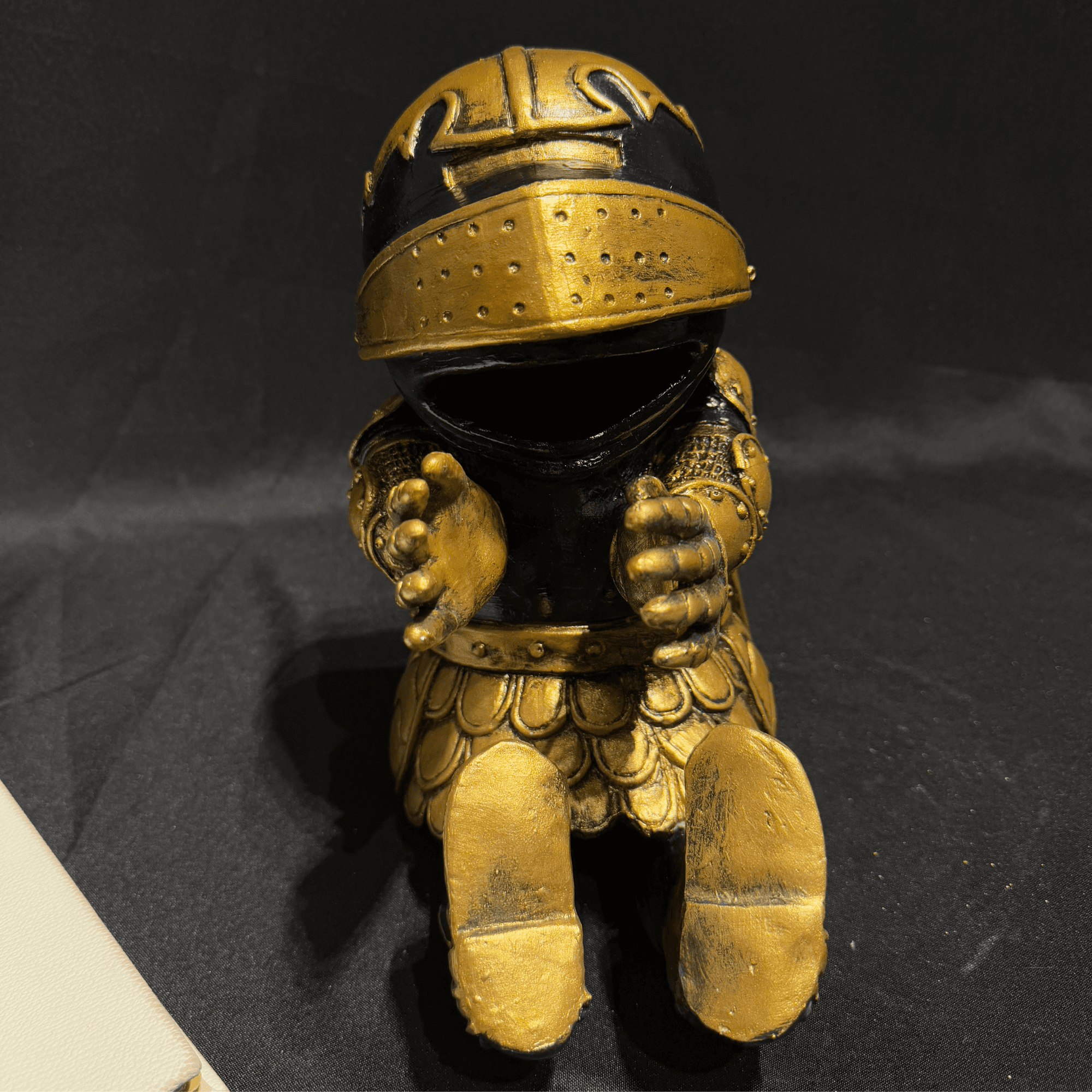 Golden Knight Figurine – Wine Bottle Holder  Medieval Sculpture Handmade 