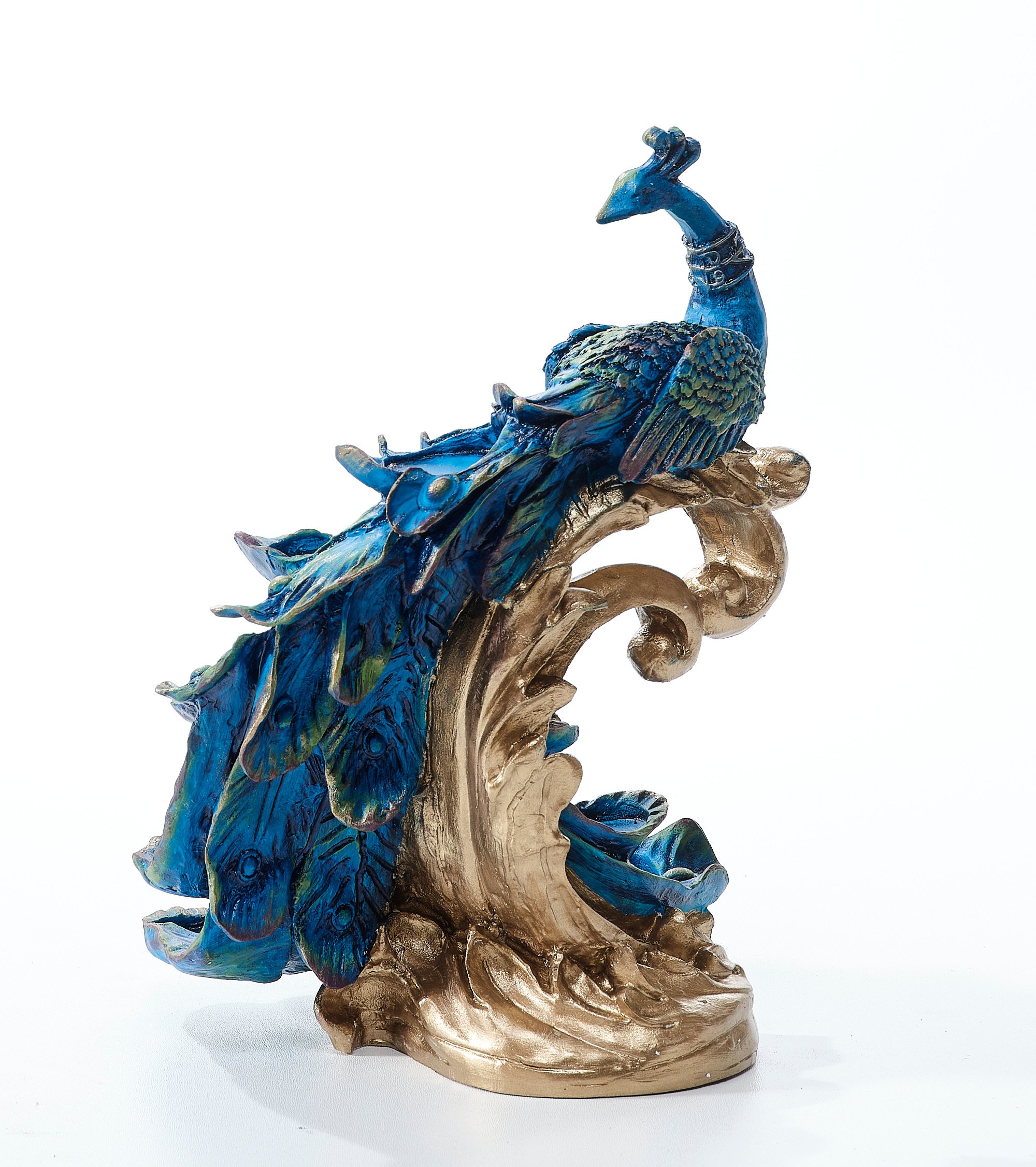 Peacock Decorated Candle Holder Statues (Handmade)