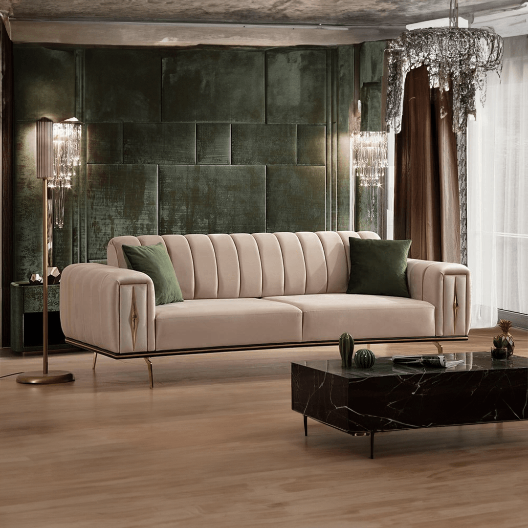 Natura Gold Legged Sofa Set (3+3+1+1)