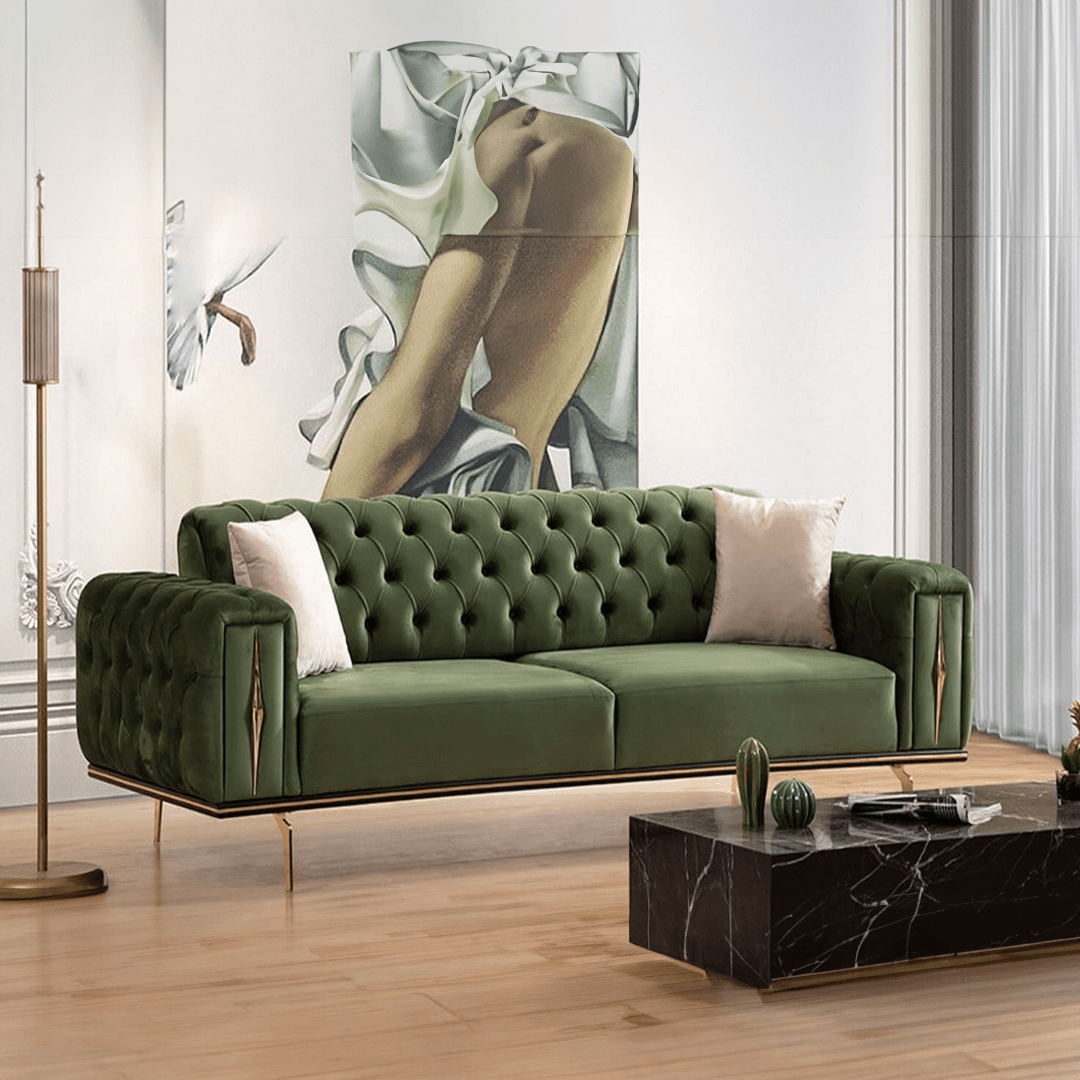 Natura Gold Legged Sofa Set (3+3+1+1)