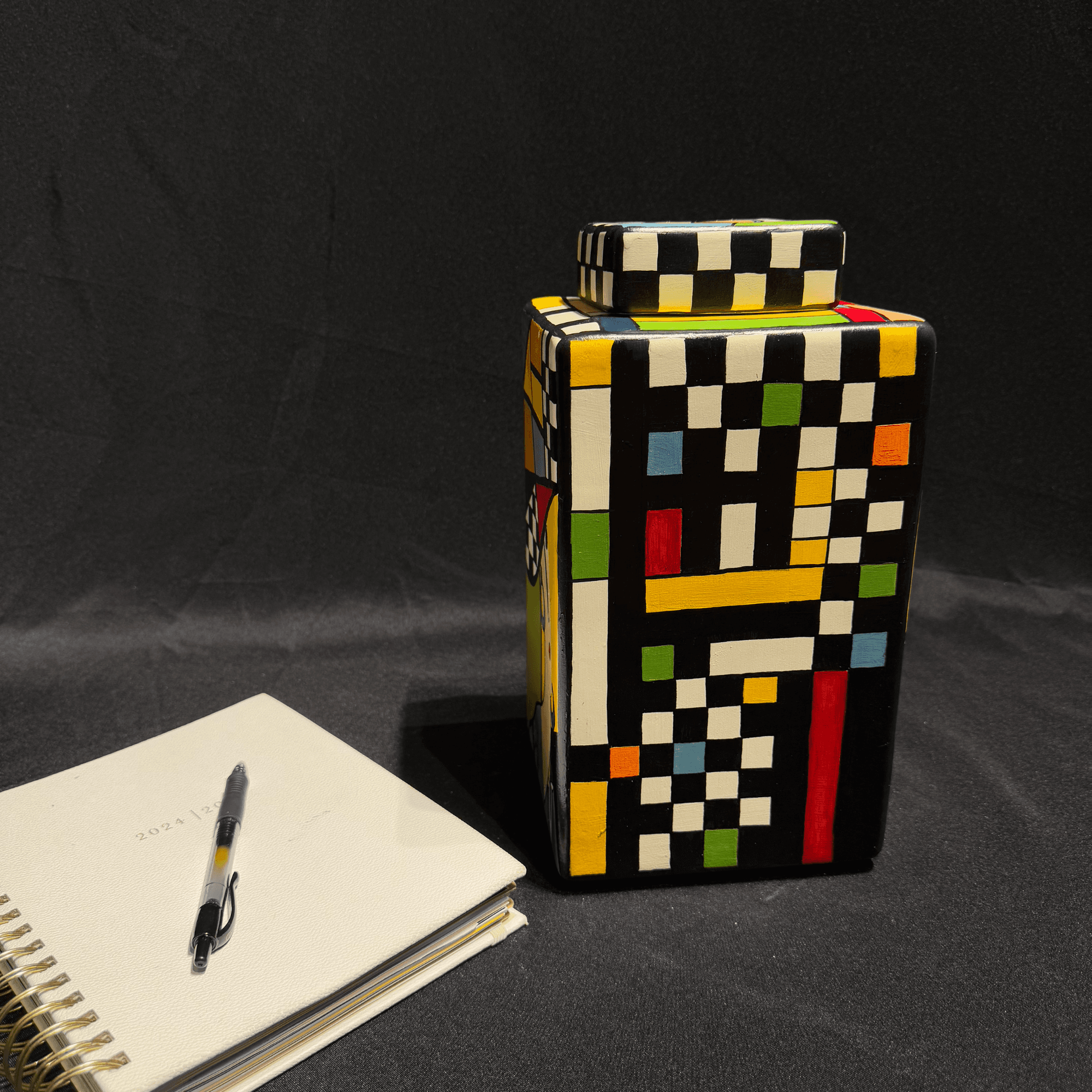 Abstract Picasso-Style Jar – Artistic Decorative Container