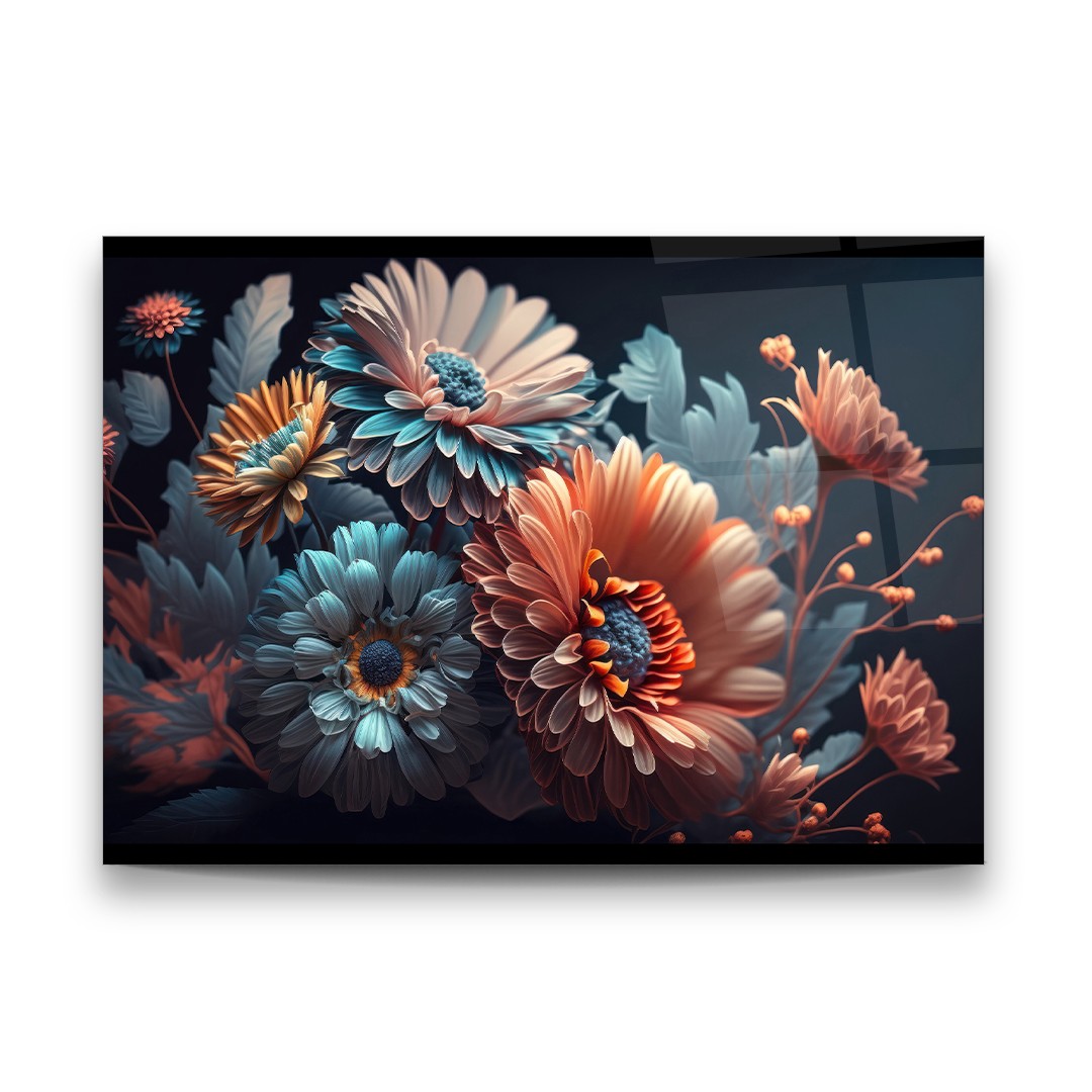 Flower Bouquet Manipulation - Horizontal Wall Glass Art