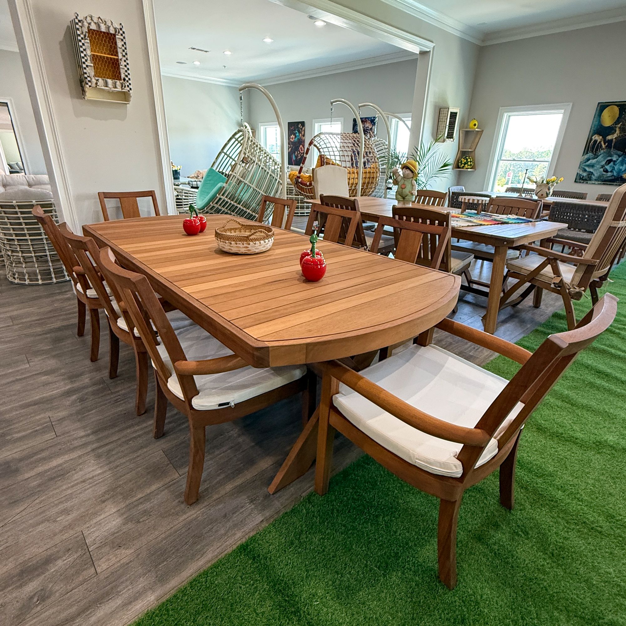Brown-White Garden Dining Set (Table and Chair)