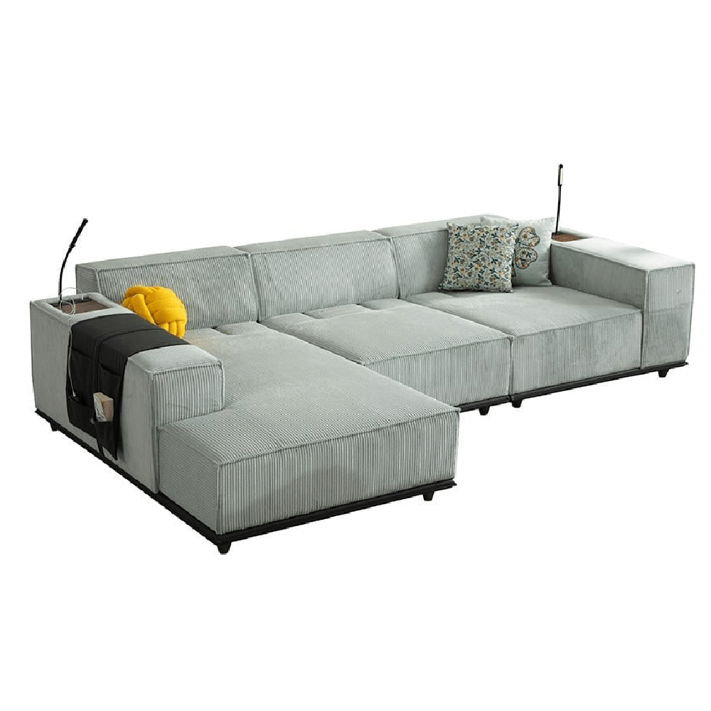 Puffy Sectional Sofa Set (Corner+Armchair+Ottoman)