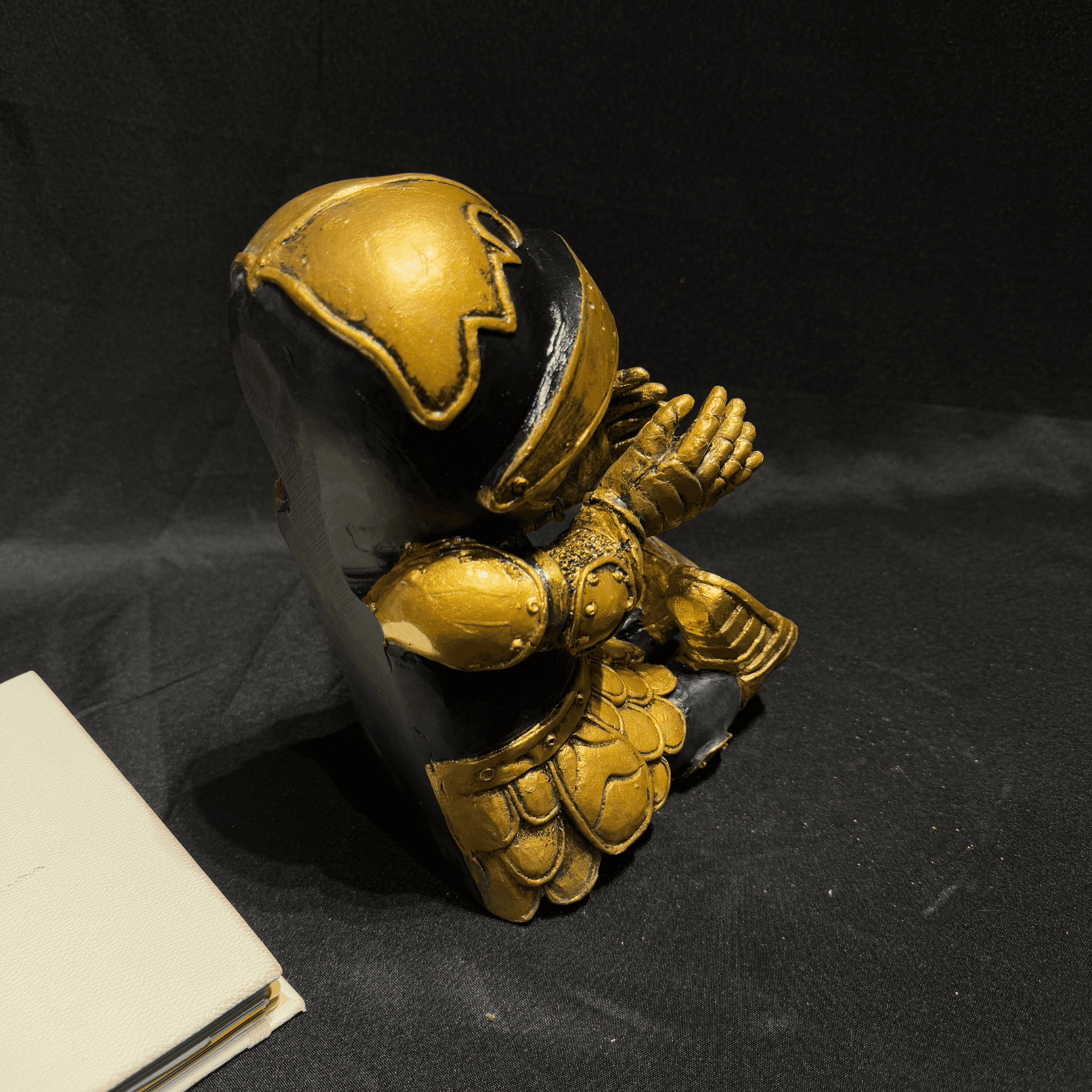 Golden Knight Figurine – Wine Bottle Holder  Medieval Sculpture Handmade 