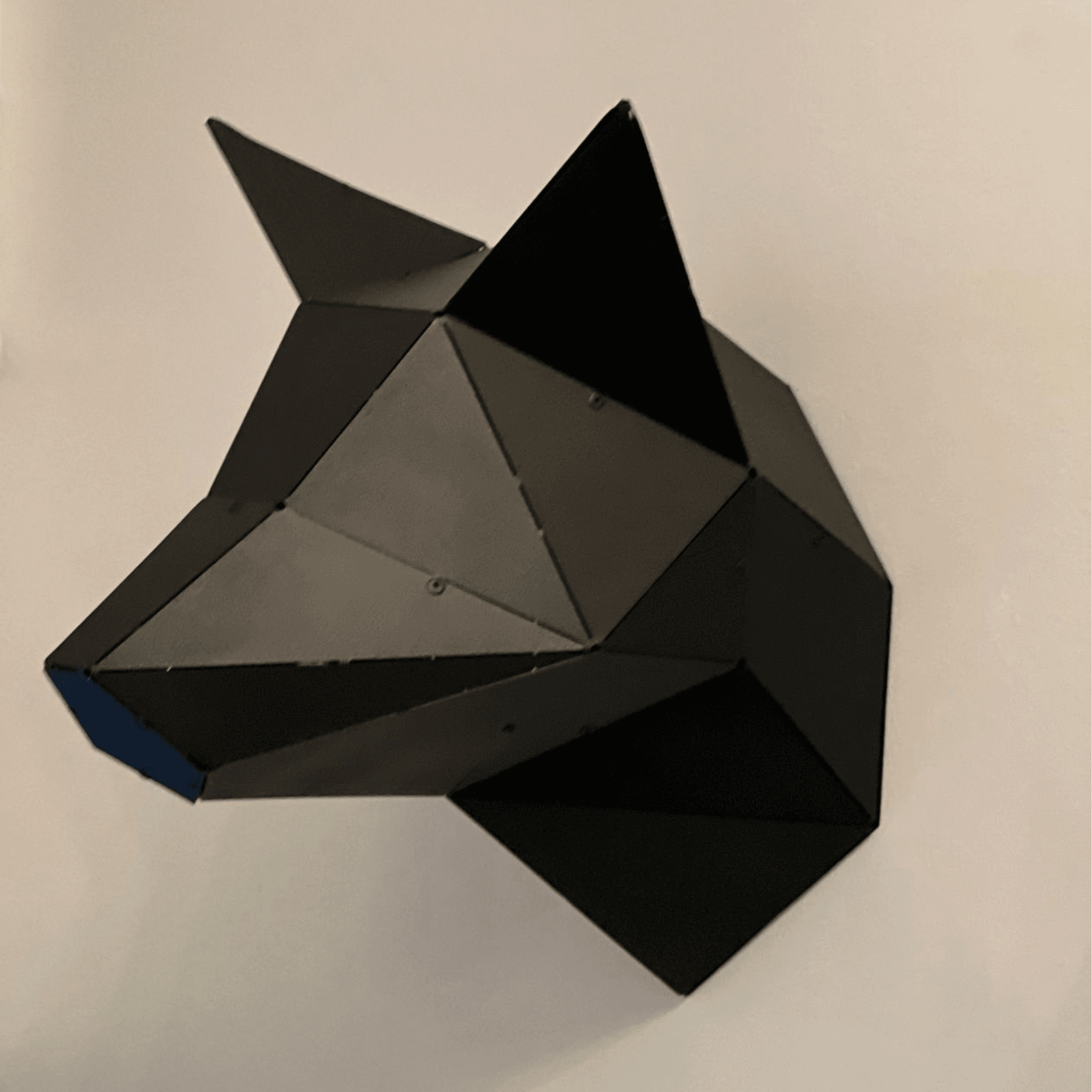 Ferozzi Stainless Steel Wolf Head Sculpture – Geometric Wall Art
