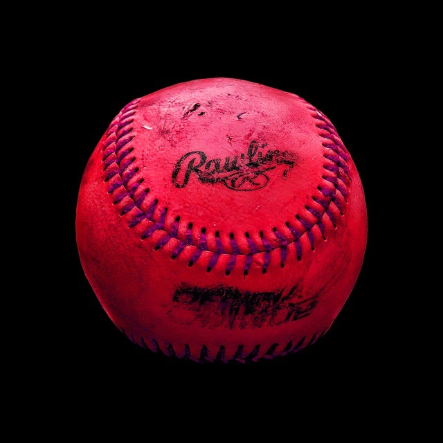 Pink Vintage Baseball - Square Wall Glass Art