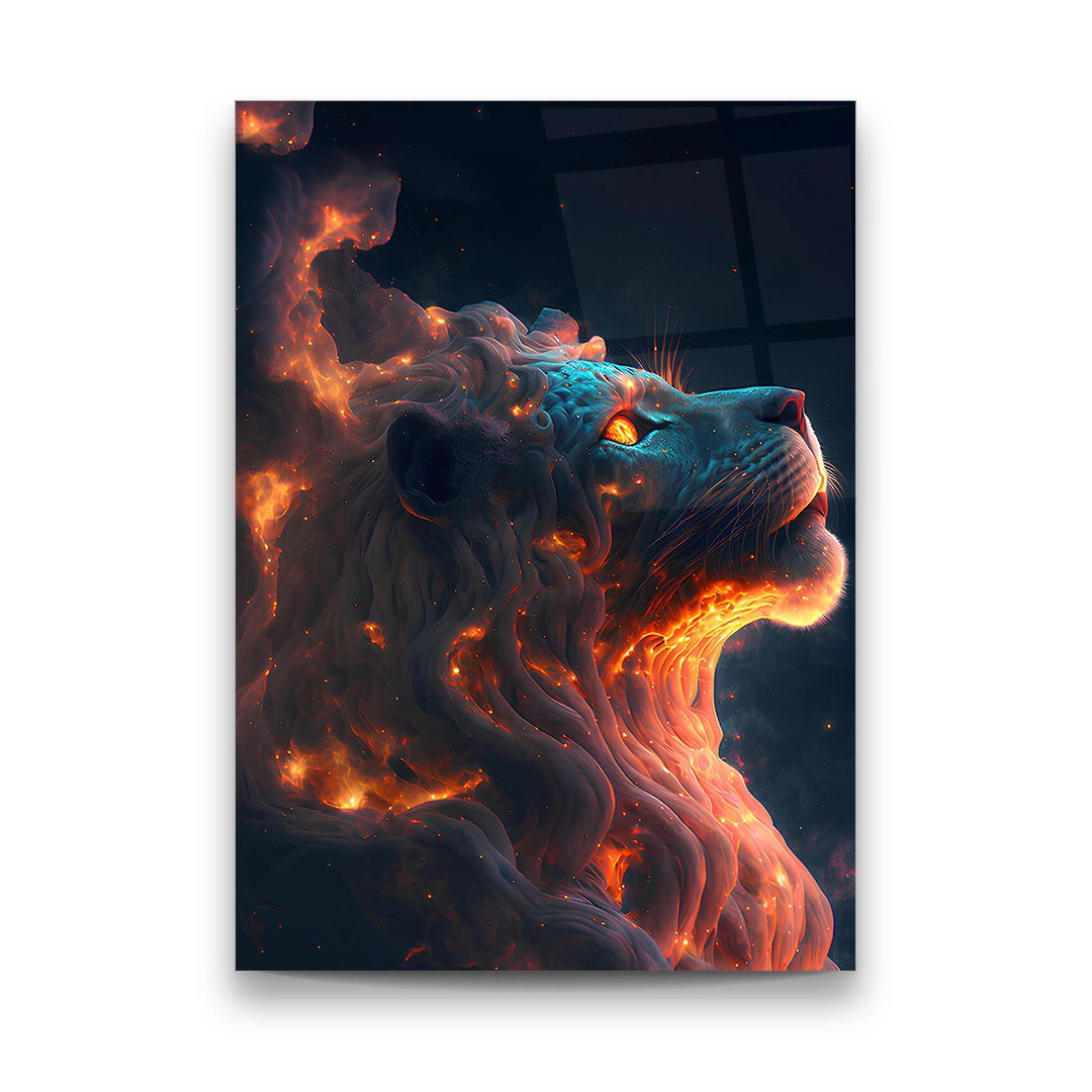 Flame and Tiger - Rectangle Wall Glass Art