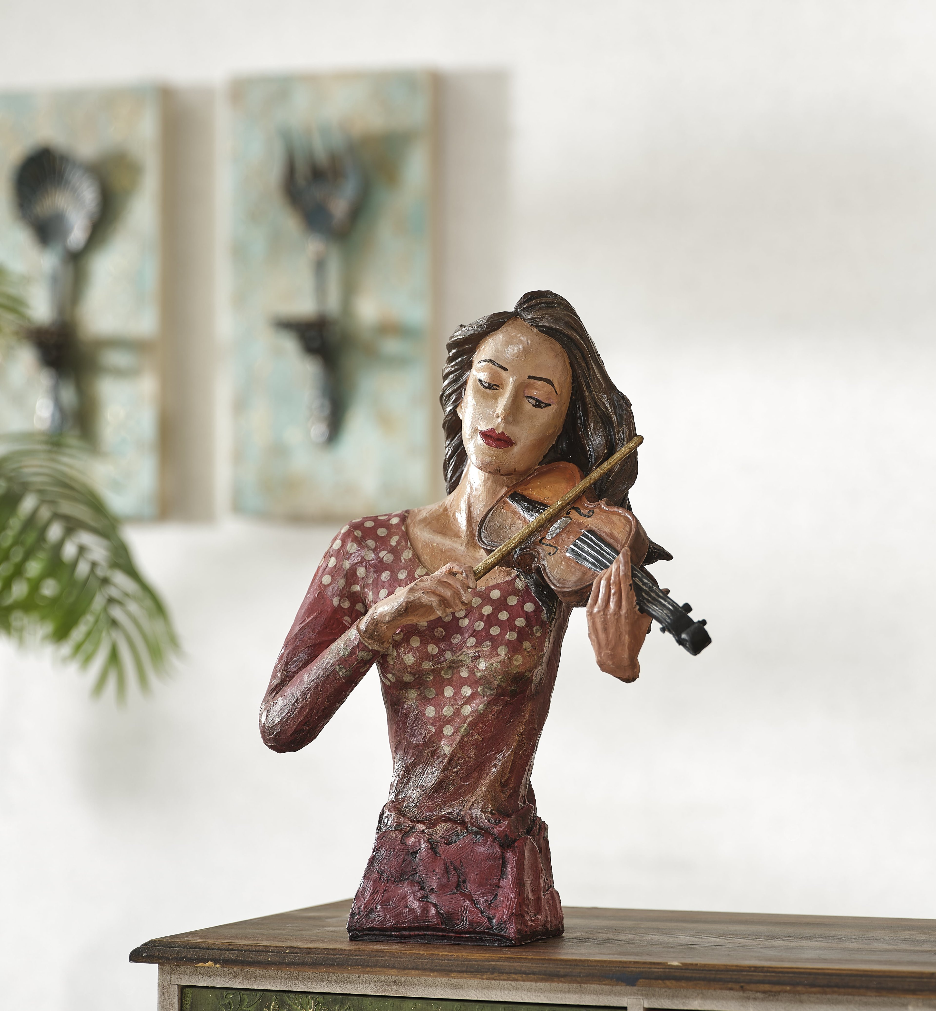 Woman Playing Violin Sculpture - Statue (Handmade)