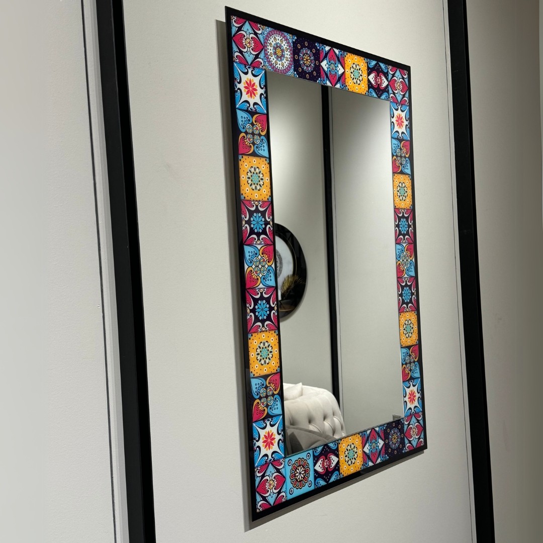 Tile Patterned Glass Mirror Fethiye - Rectangle 4