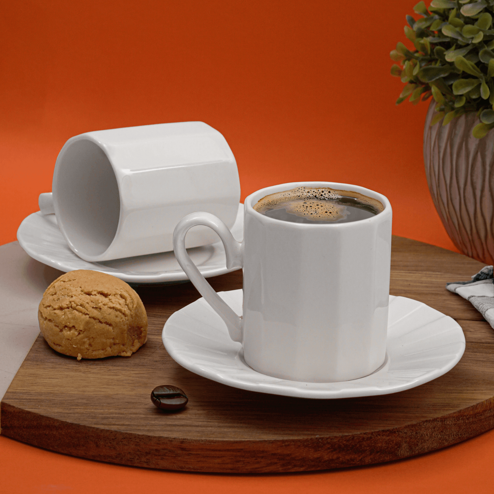 Zumrut Turkish Coffee Set – 12 Pieces | Handmade Porcelain Espresso Cups and Saucers