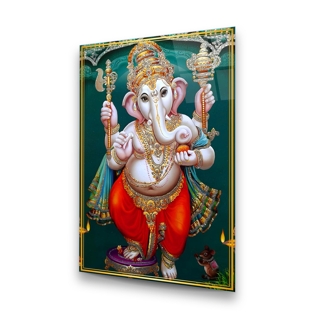 Ganesha Grace - Premium Tempered Glass Wall Art Rectangle