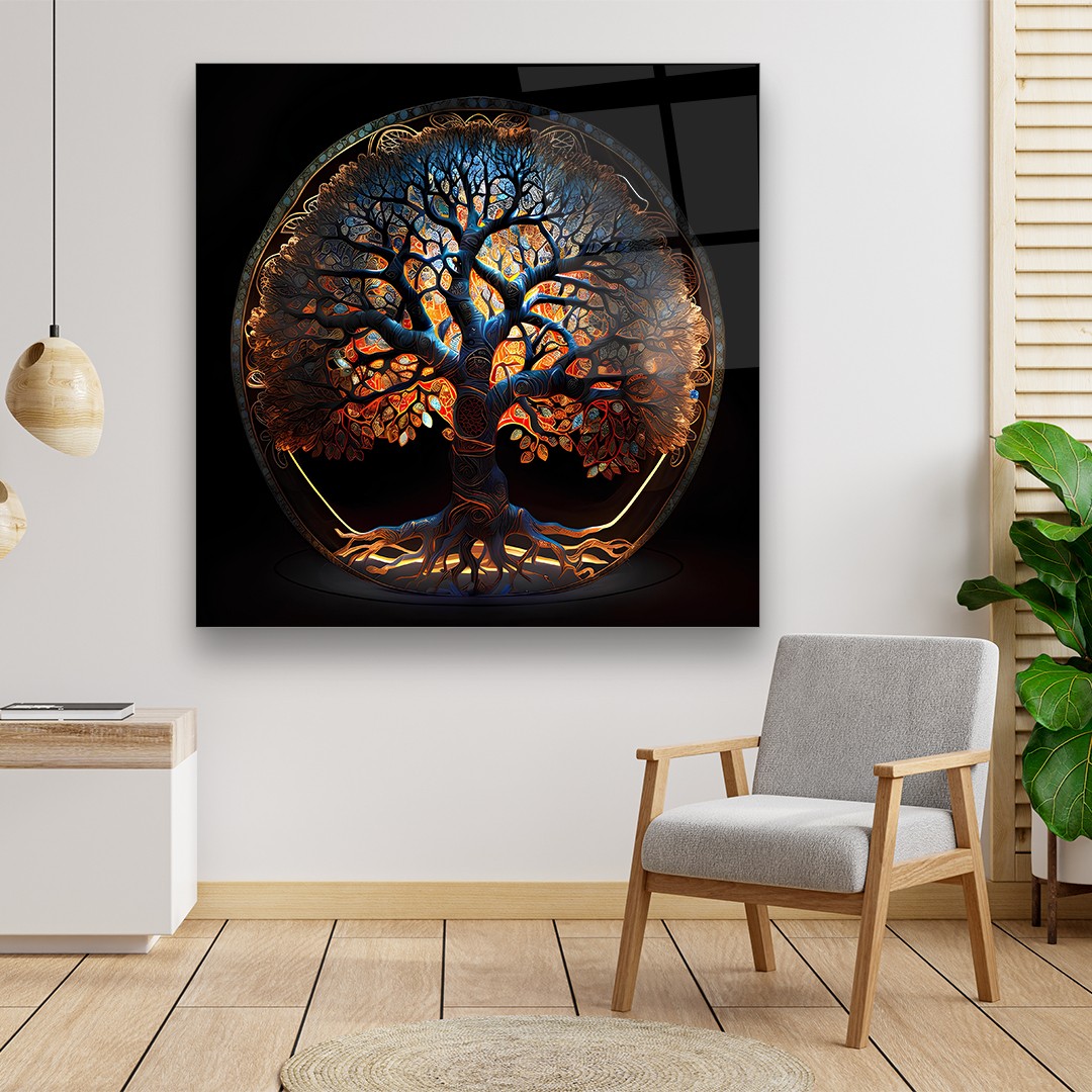 Tree of Life 3 - Square Wall Glass Art