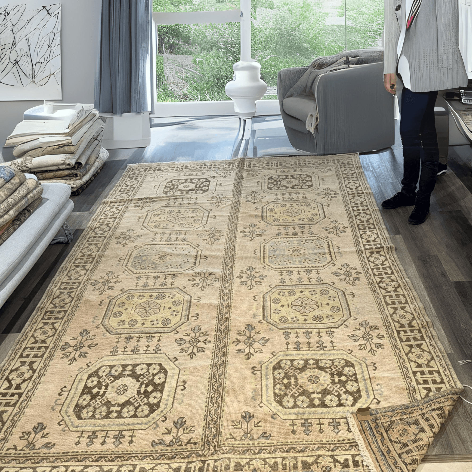 Vintage Turkish Handmade Wool Rug – Organic Dyed – Over 50 Years Old – 7'9 x 12'1