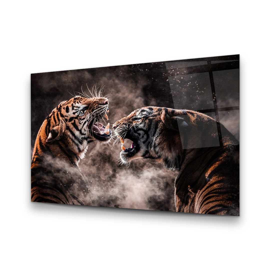 Warrior Tigers - Horizontal Glass Art