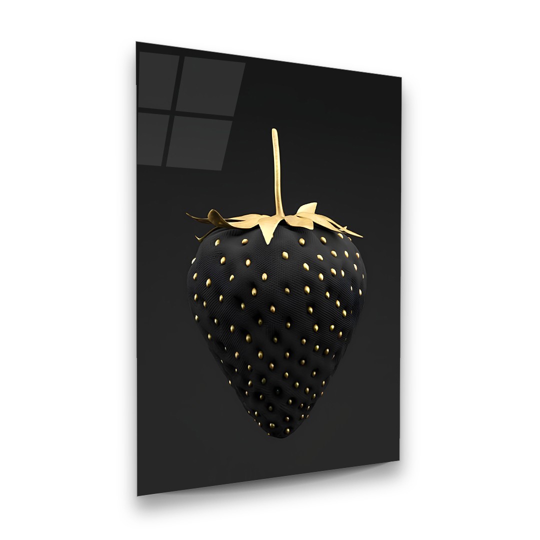 Strawberry Illustration - Rectangle Wall Glass Art