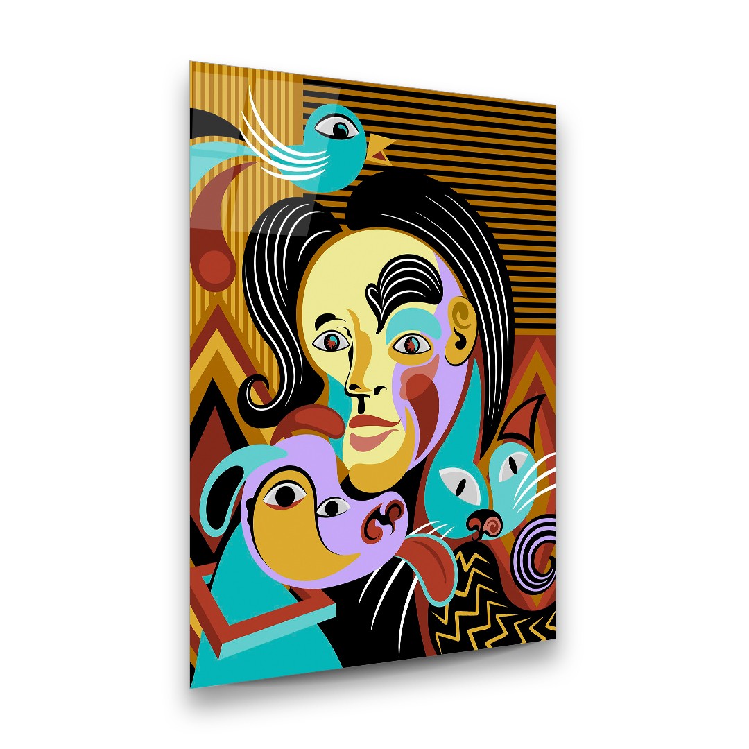 Picasso Style Abstract - Rectangle Wall Glass Art