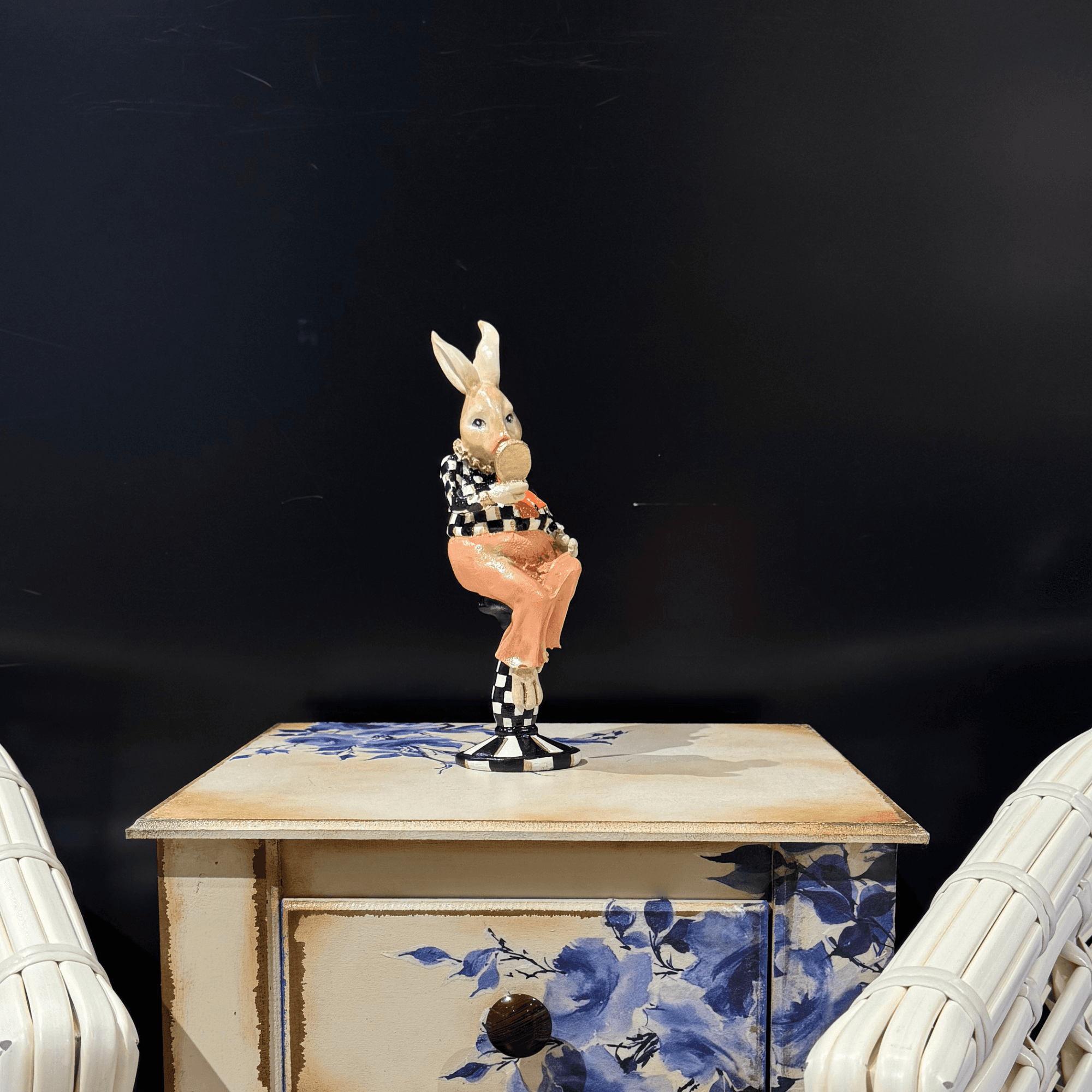 Ferozzi Handmade Checkered Bunny Figurine | Elegant Decorative Home Accent