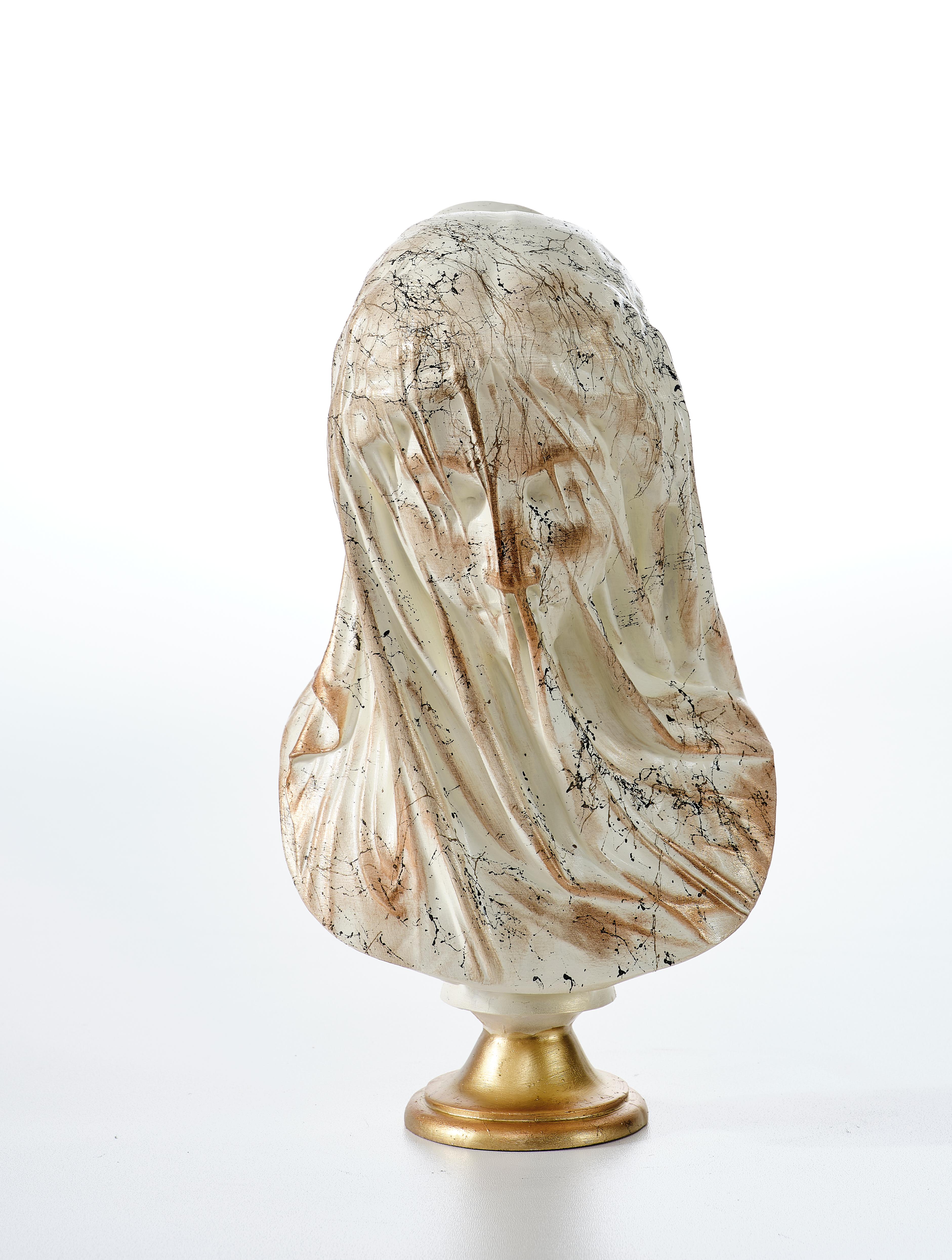 WHITE BLESSED VIRGIN MARY BUST - Sculpture 18.9" (Handmade)