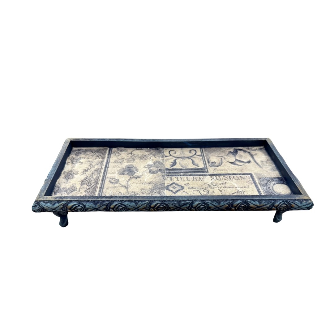 Handmade Decorative Coffee & Tea Serving Tray - Elegant Design for Special Occasions - Blue - Dark Blue