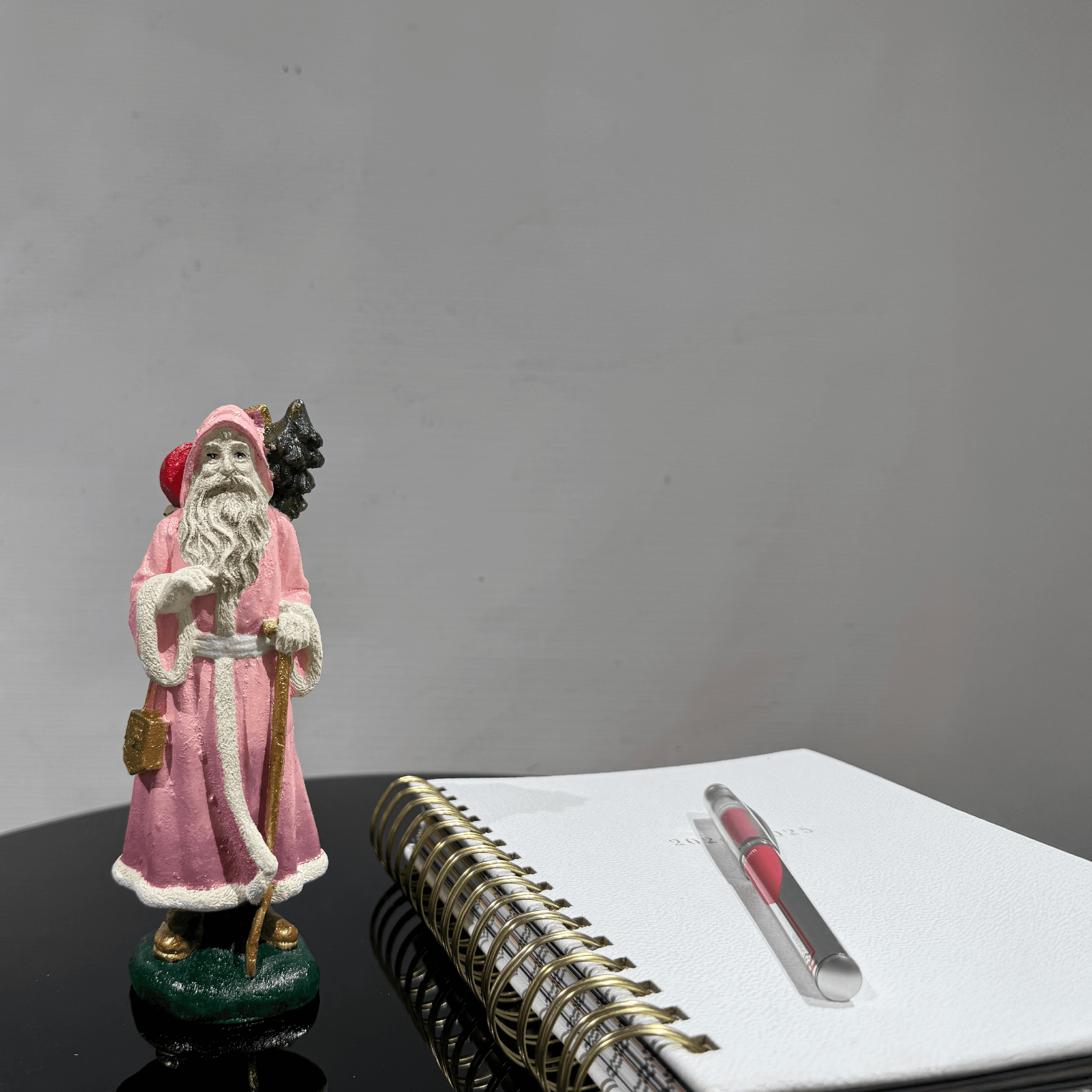 Chic Pink Santa Ceramic Ornament - Statues (Handmade)