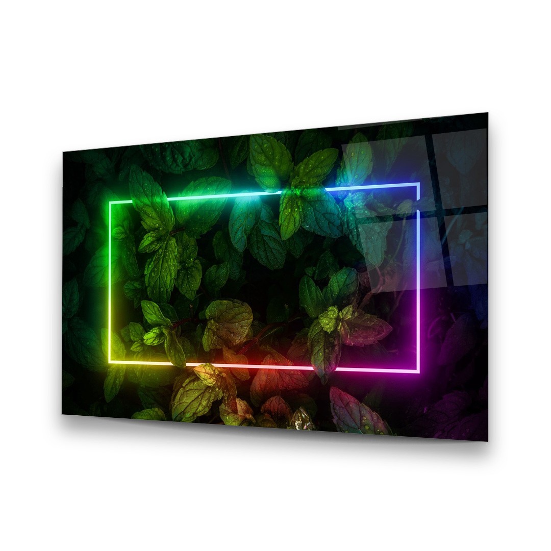 Green Leaves Manipulation - Horizontal Wall Glass Art