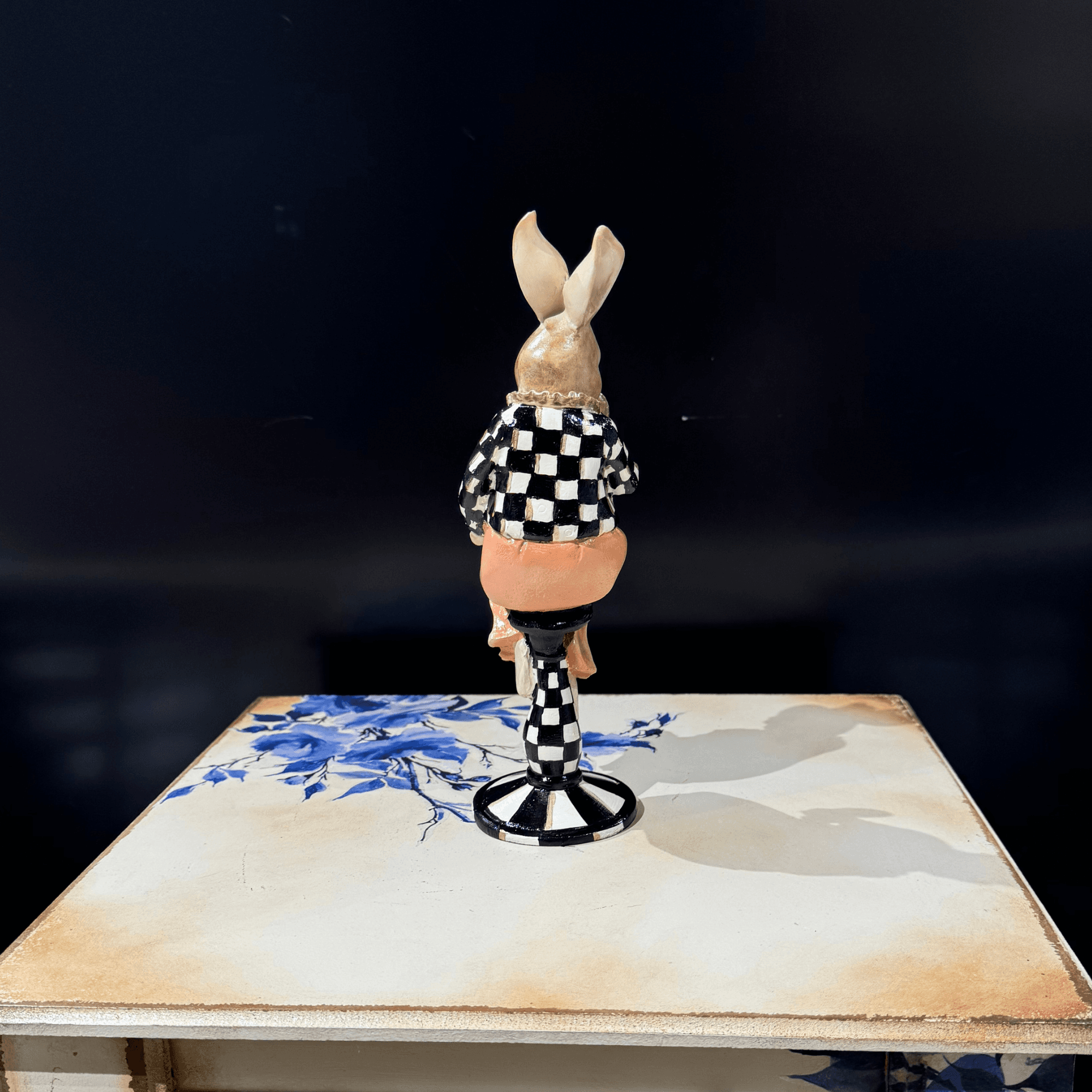 Ferozzi Handmade Checkered Bunny Figurine | Elegant Decorative Home Accent