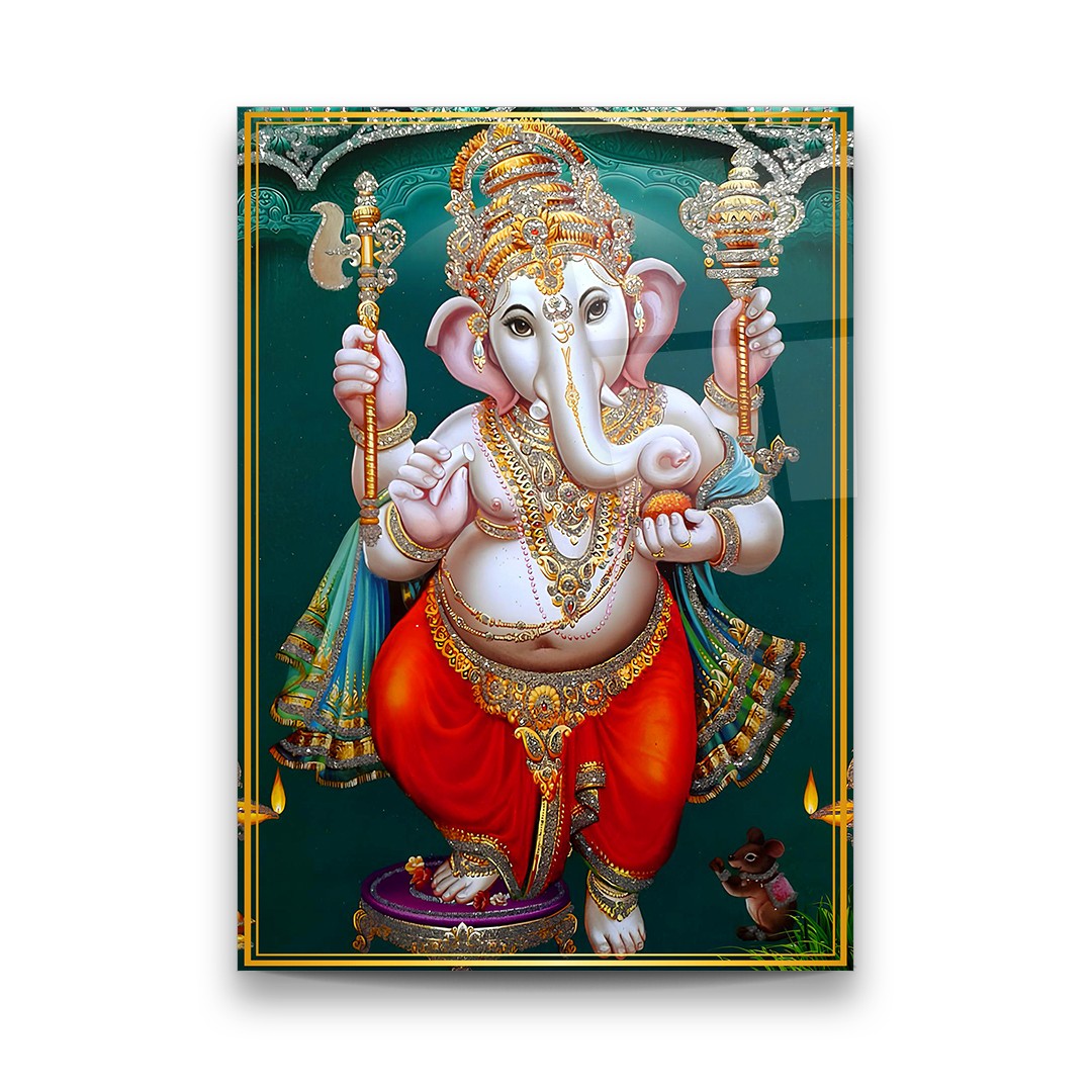 Ganesha Grace - Premium Tempered Glass Wall Art Rectangle