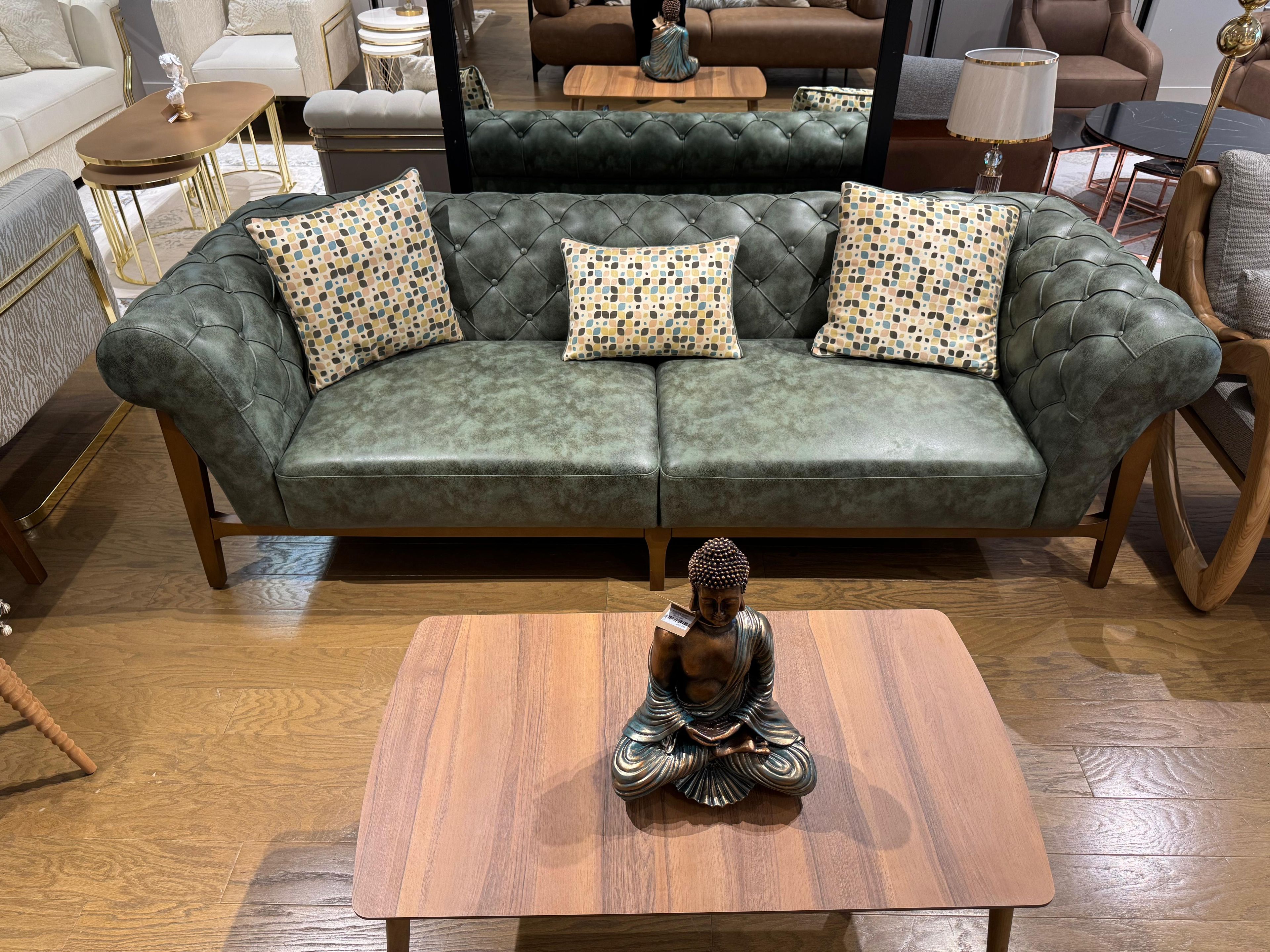 Ferozzi Green Tufted Sofa