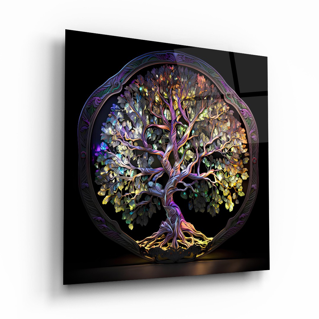 Tree of Life 2 - Square Wall Glass Art