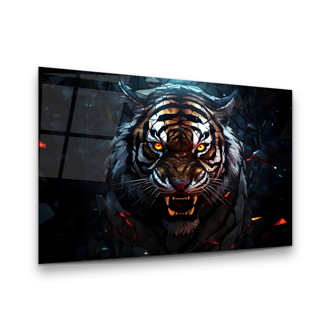 Vicious Tiger - Horizontal Wall Glass Art