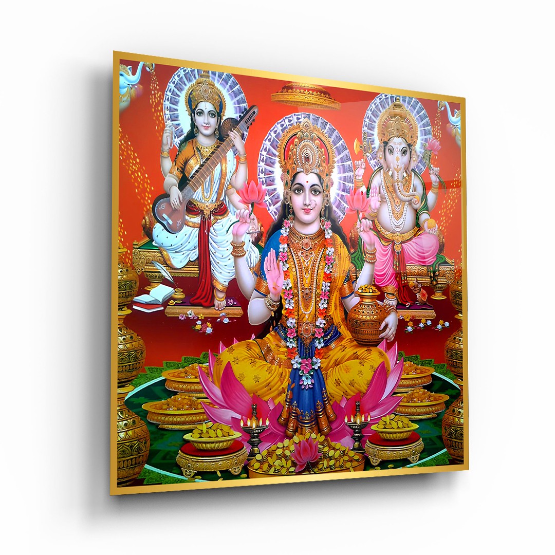 Divine Durga on Tiger - Premium Tempered Glass Wall Art Square