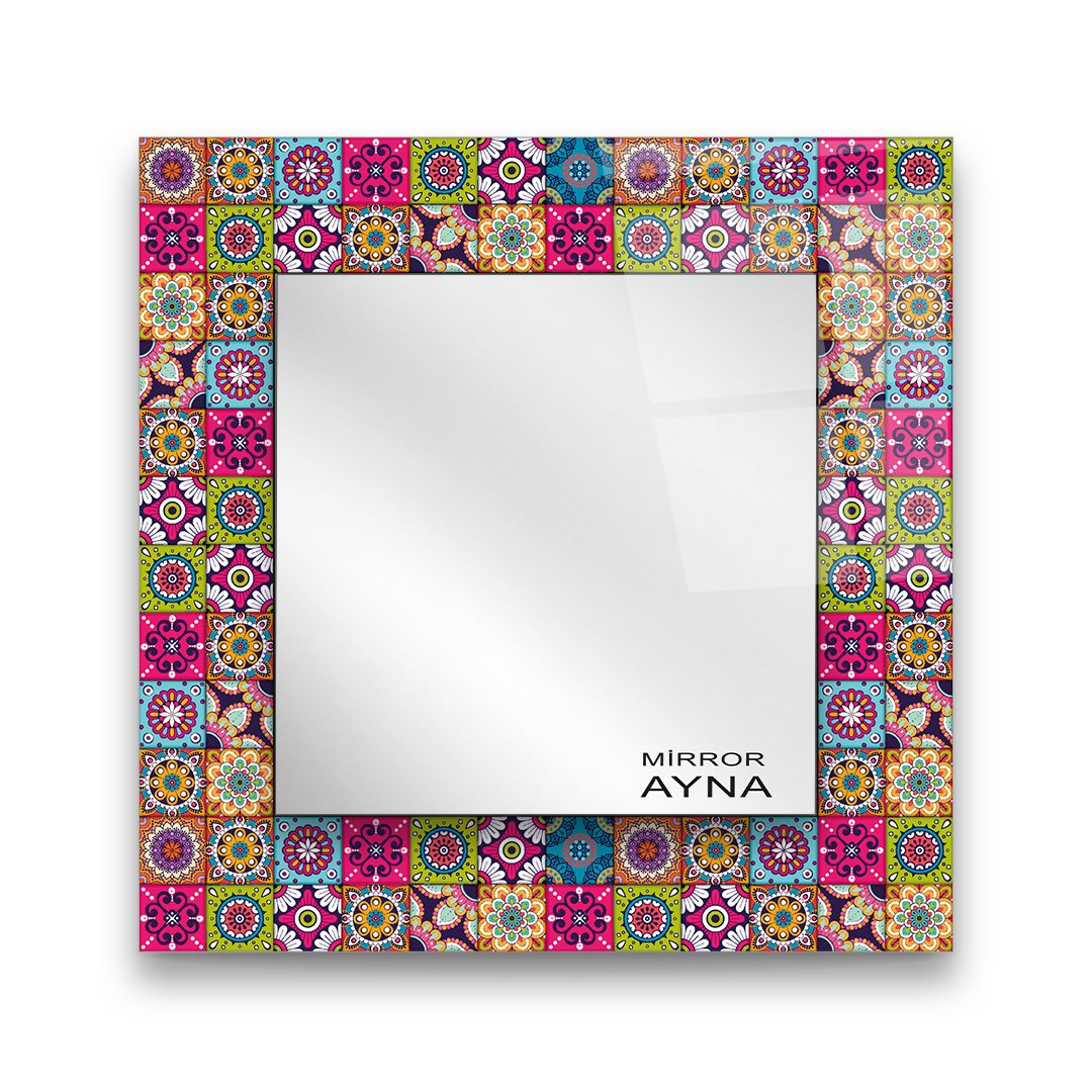 Tile Patterned Glass Mirror  Three Piece Set Kusadasi - Square