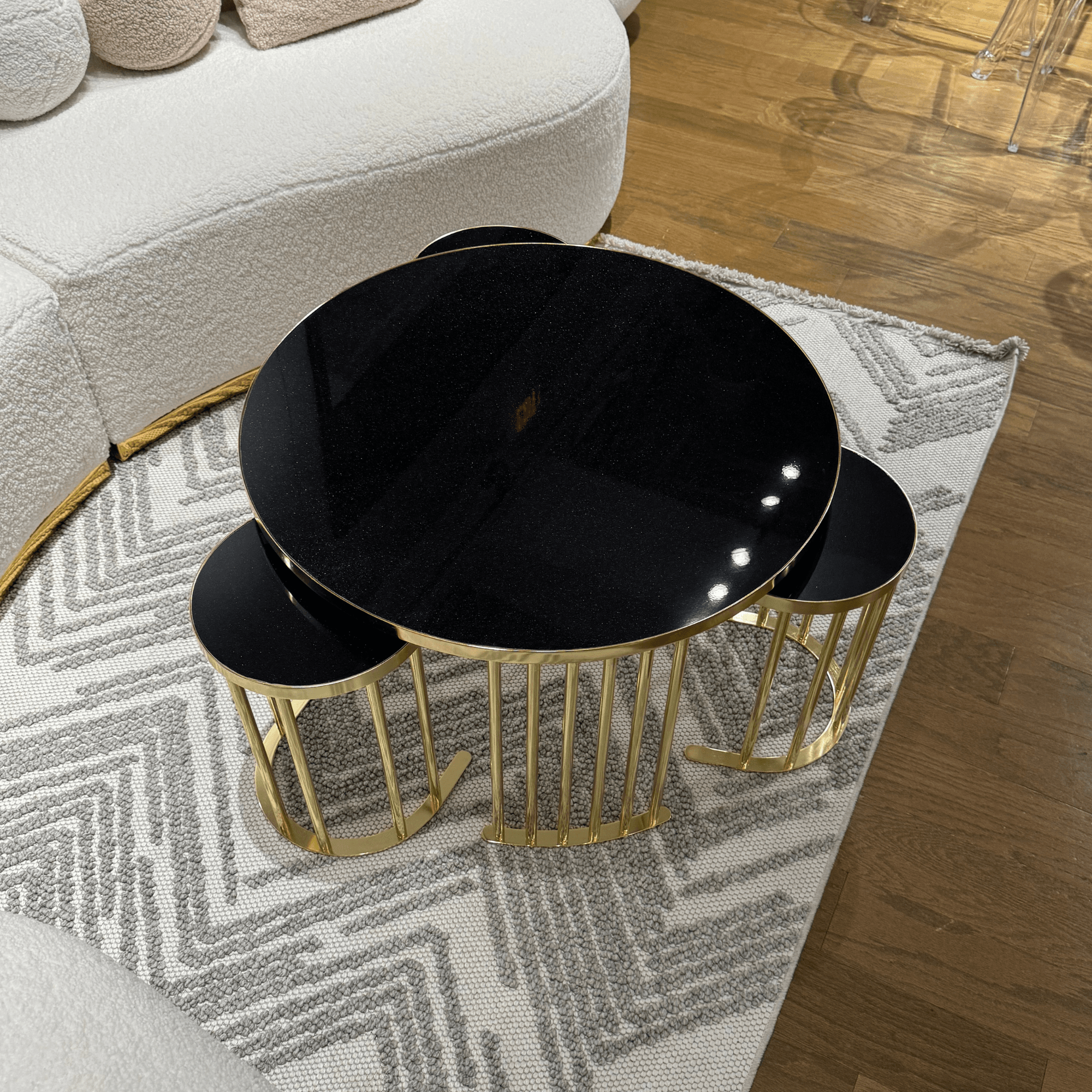 Ferozzi Black and Gold Nesting Coffee Table Set – A Sophisticated Blend of Luxury and Functionality