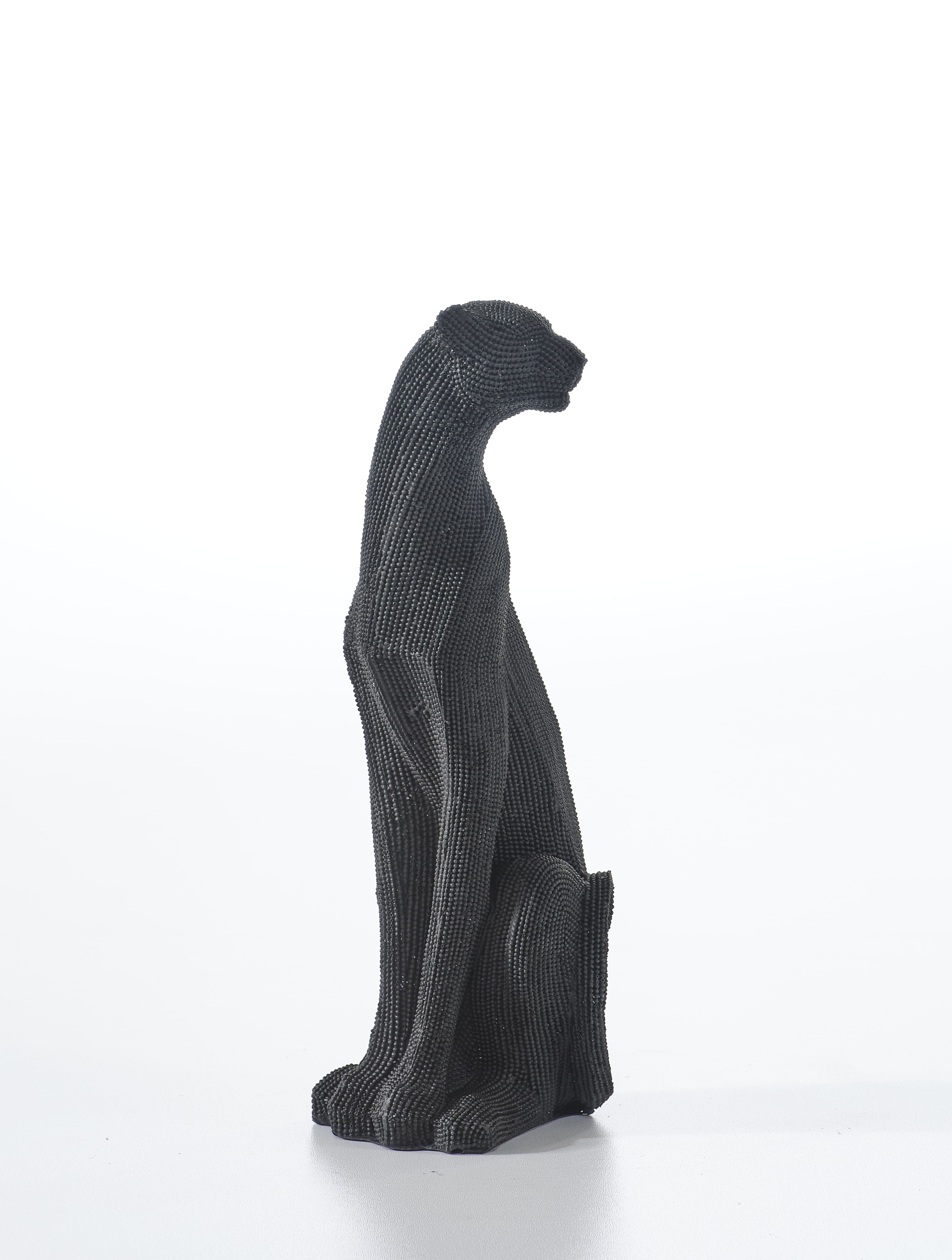 Glossy Black Panther Sculpture (Handmade)