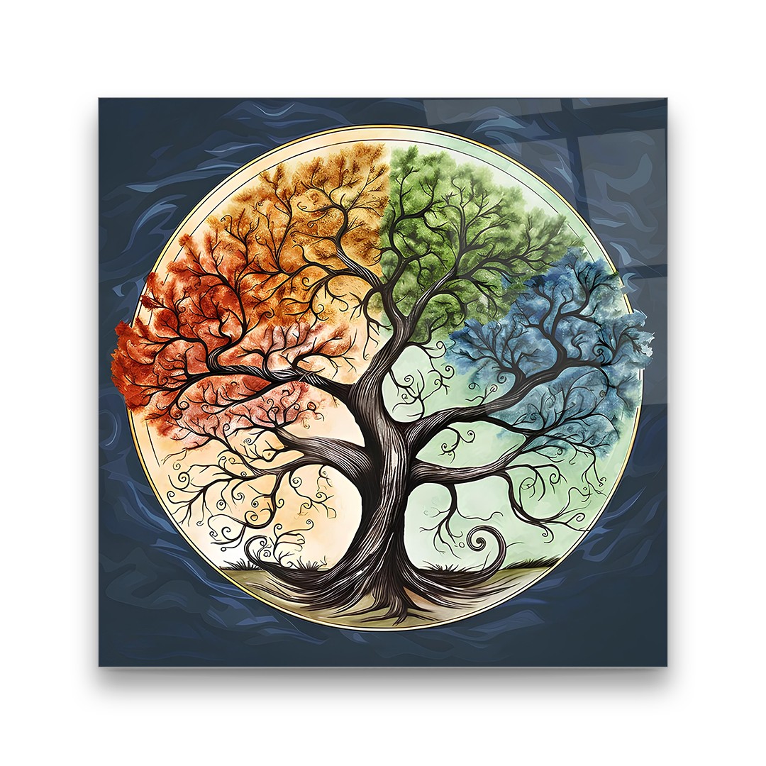 Tree of Life 7 - Square Wall Glass Art