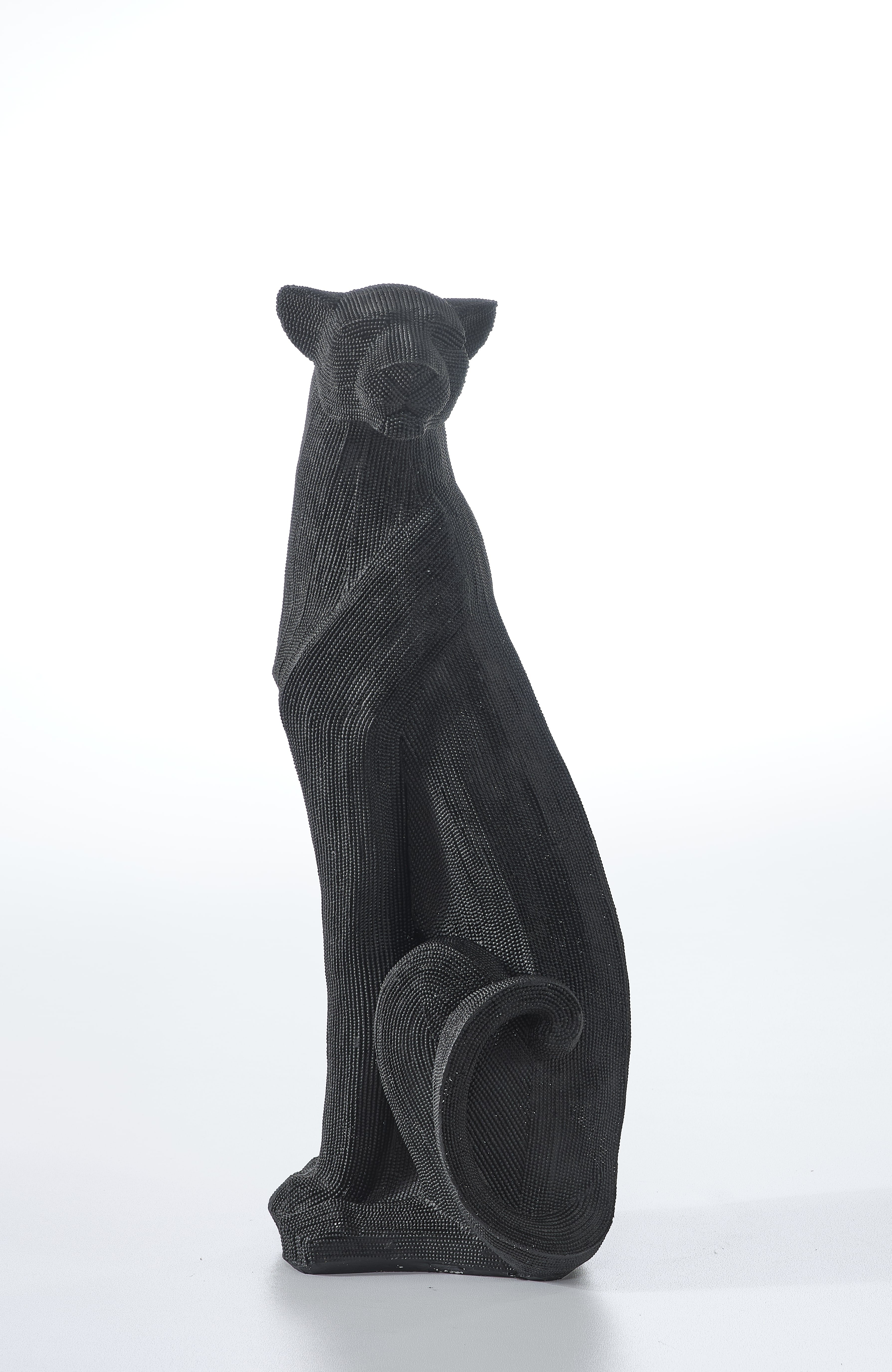 Glossy Black Panther Sculpture (Handmade)