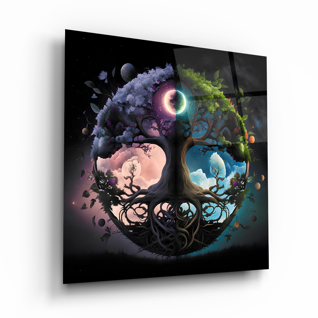 Tree of Life 6 - Square Wall Glass Art