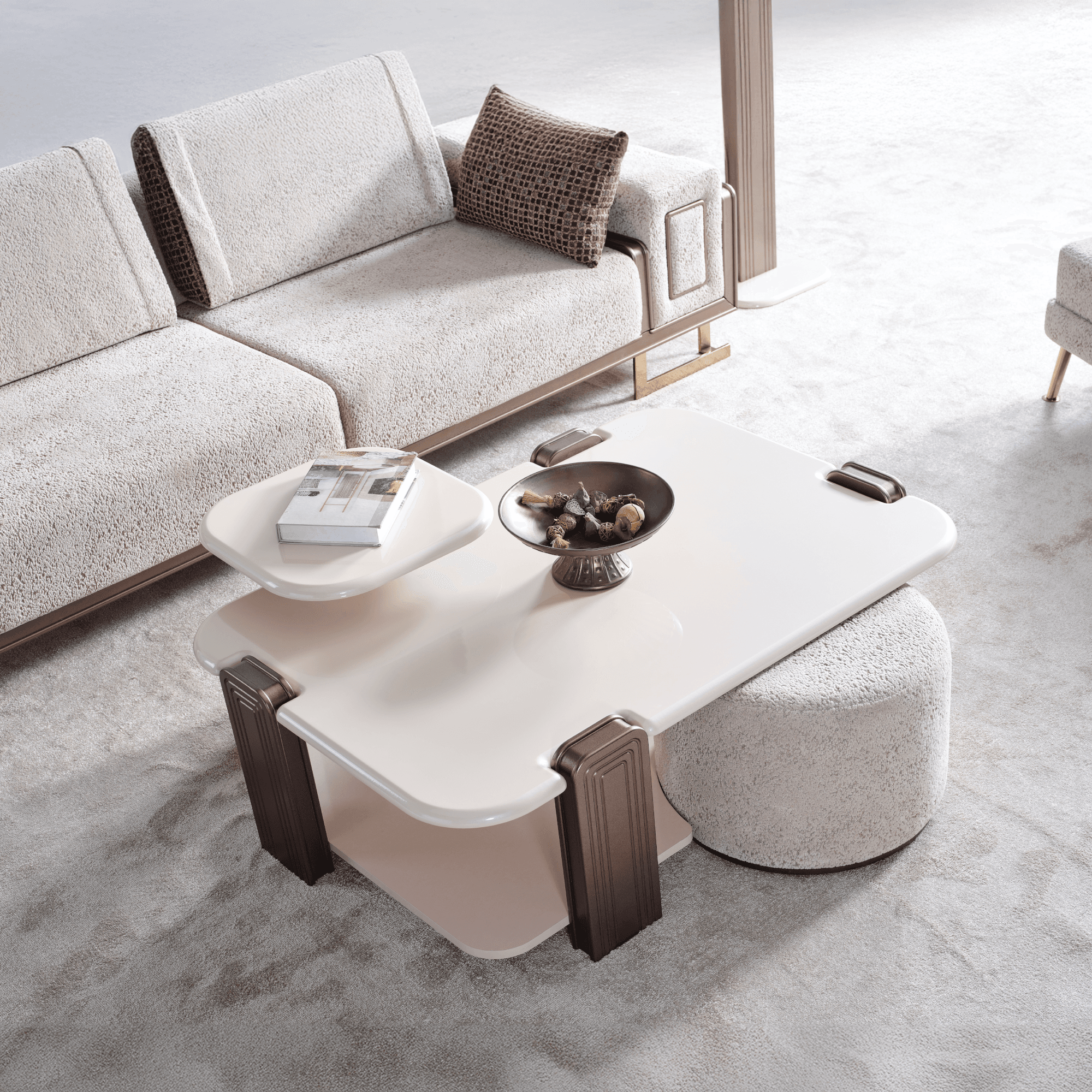 Nirvana Coffe Table Set (With Accent Table and Ottoman)