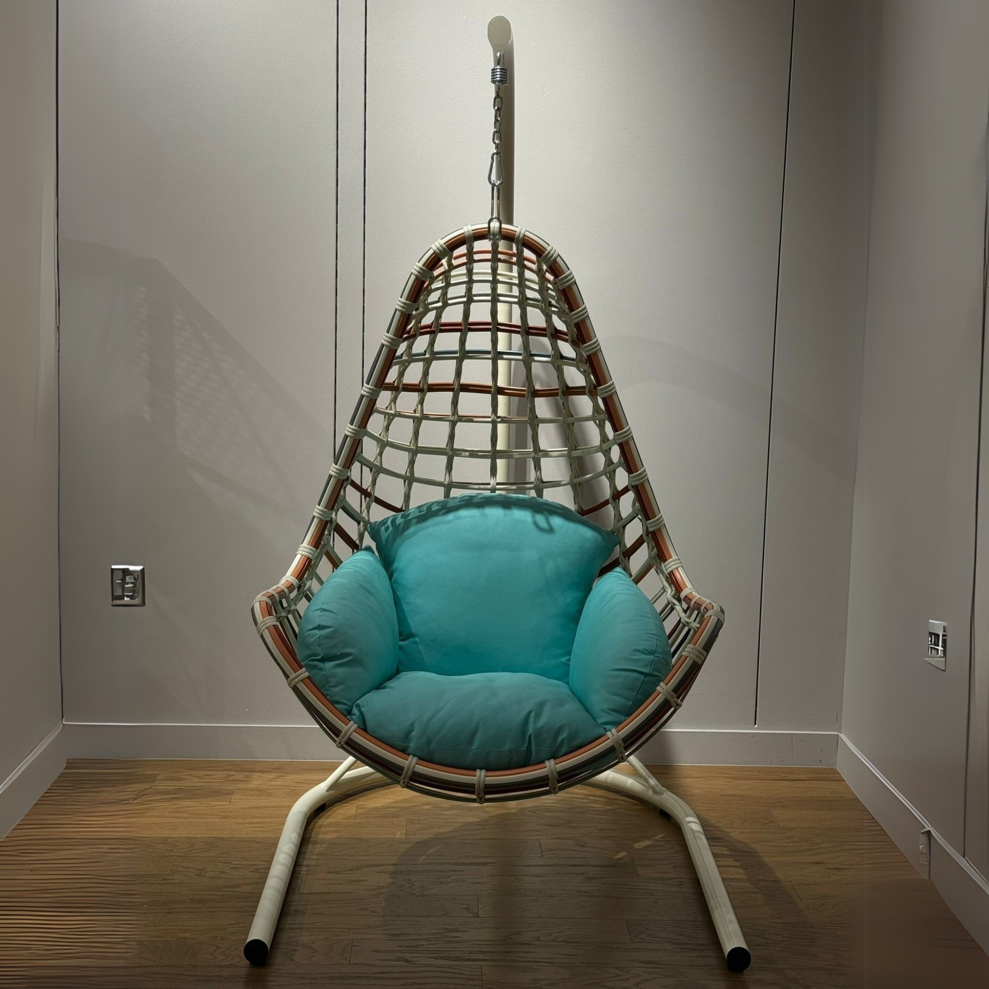  Ferozzi Chattahoochee Rattan Swing Chair Orange And Mint Turkuaz