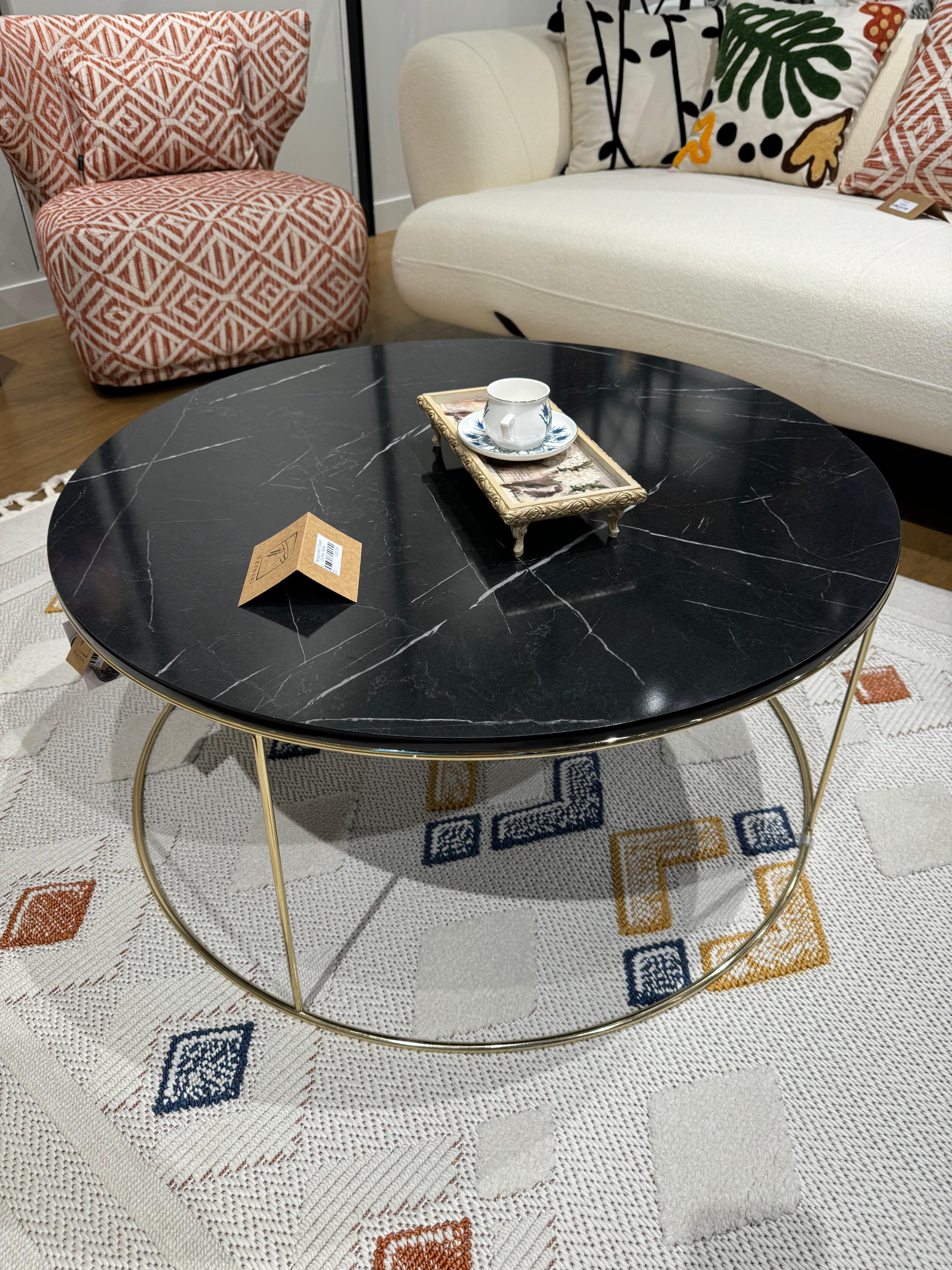 Ferozzi KA-7 Black Coffee Table GOLD LEG