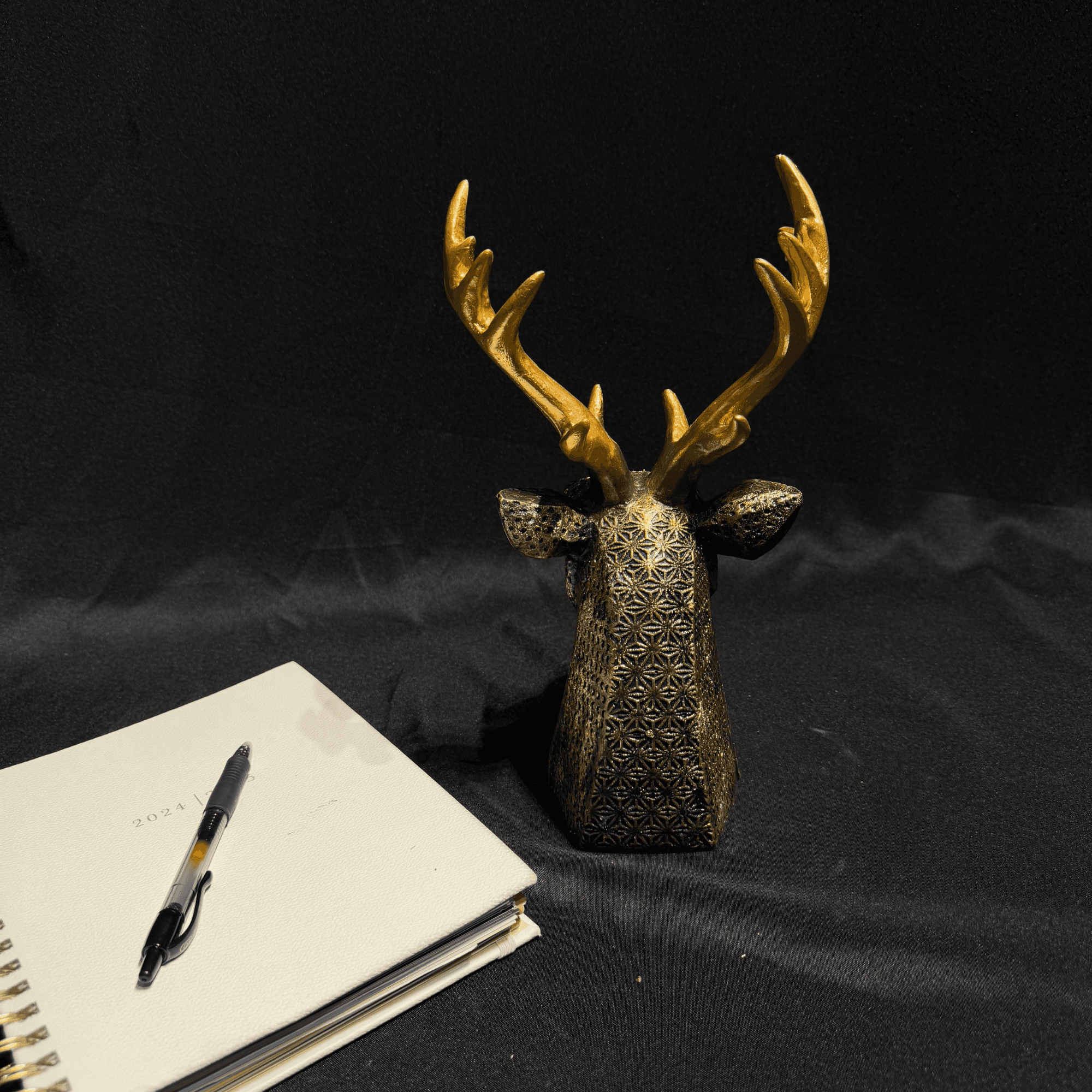 Elegant Golden Deer Head Sculpture Handmade