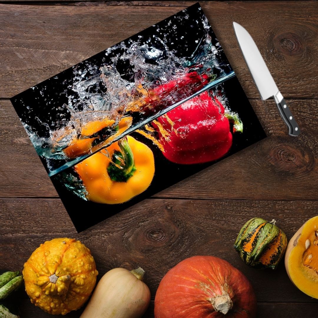 Tempered Glass Cutting Board - 12" x 17" Durable Shatterproof Kitchen Tool with Mixed Fruits Design | Perfect Gift for Mother’s Day, Christmas, and Housewarming