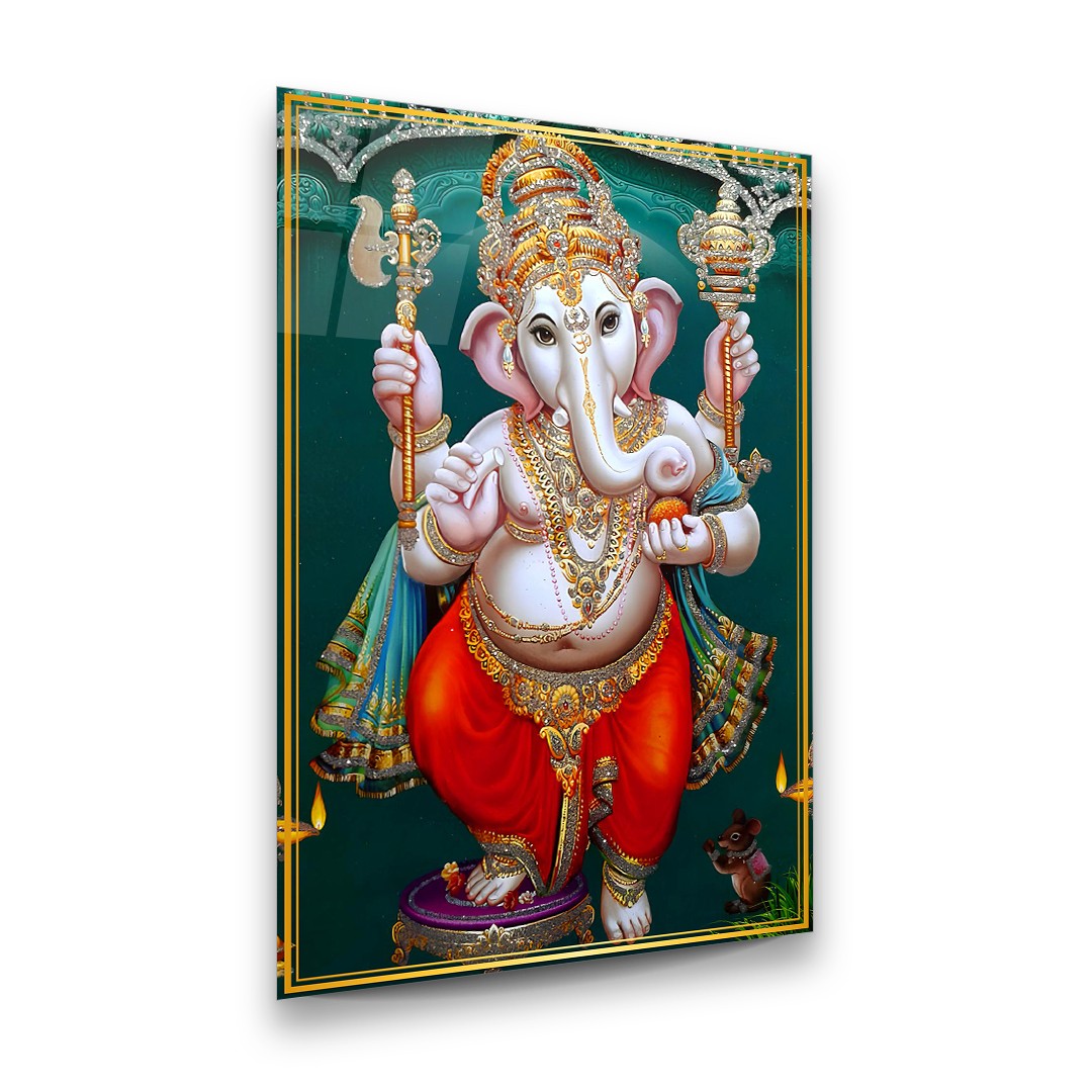 Ganesha Grace - Premium Tempered Glass Wall Art Rectangle