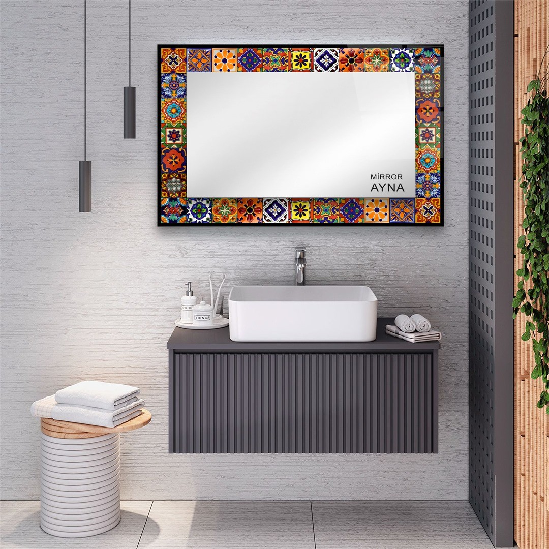 Tile Patterned Glass Mirror Ayvalik  - Rectangle 1