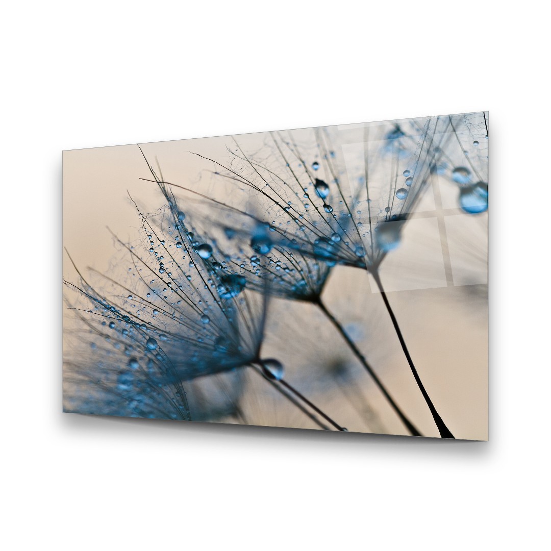 Blue Drops - Horizontal Glass Art