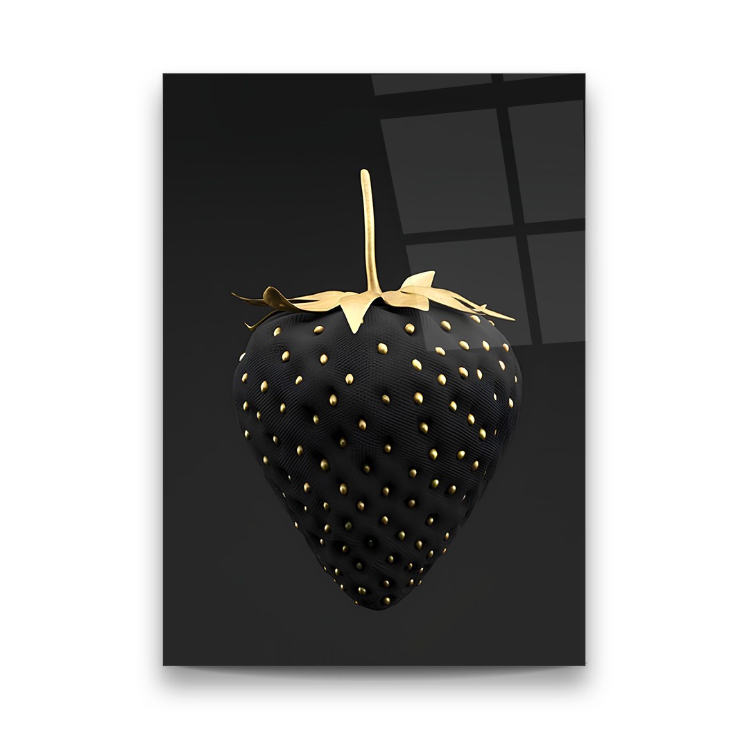 Strawberry Illustration - Rectangle Wall Glass Art